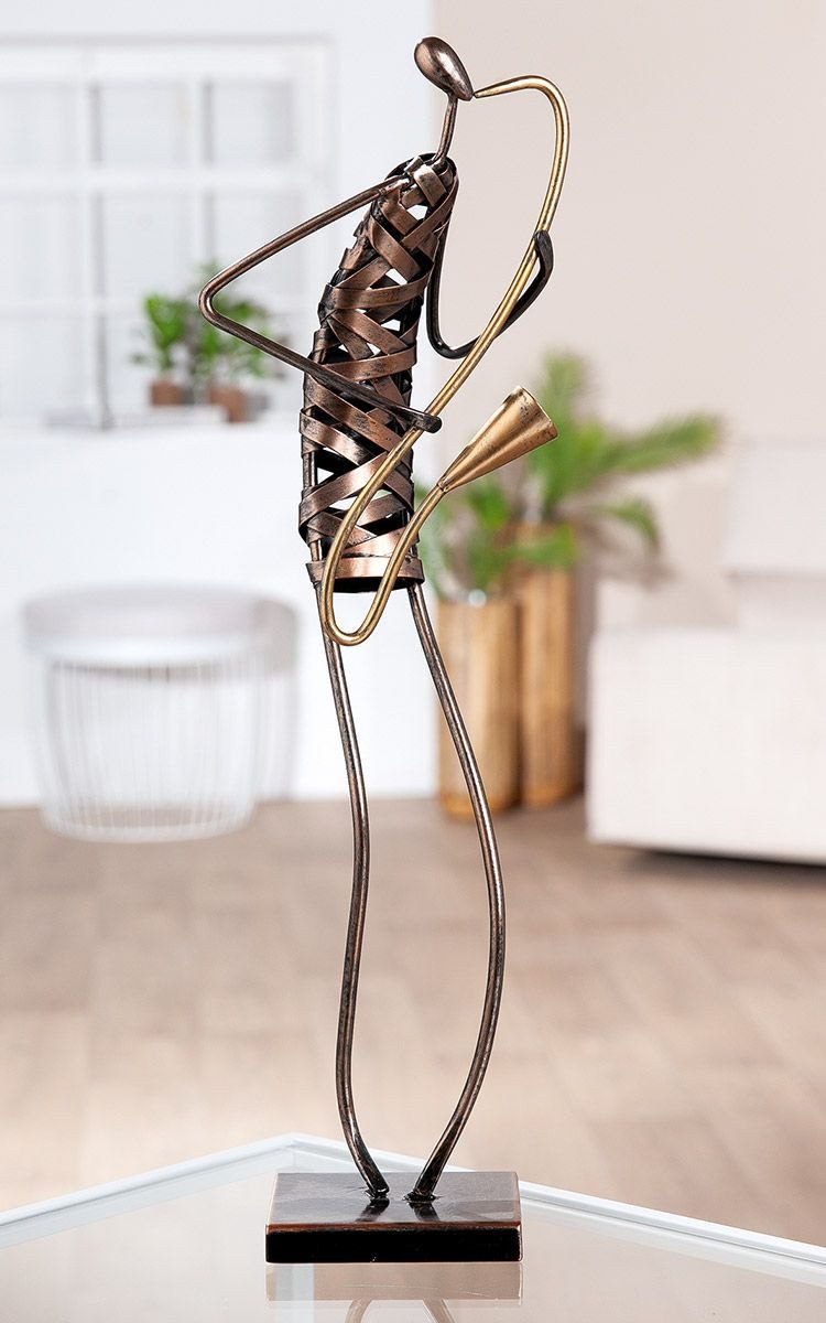 Dekofigur Jazzsilhouette Metallfigur Musiker Bronzefarben Modern 47cm