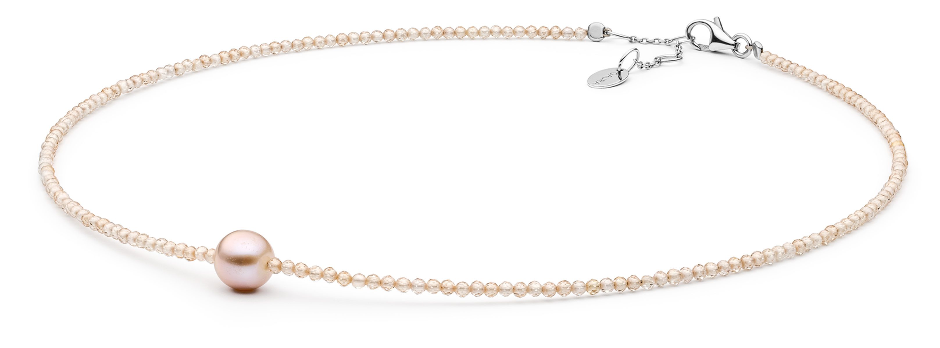 Gaura Pearls Perlenkette Modern, kurz, echte Süßwasserzuchtperle rosa 8-9 m günstig online kaufen