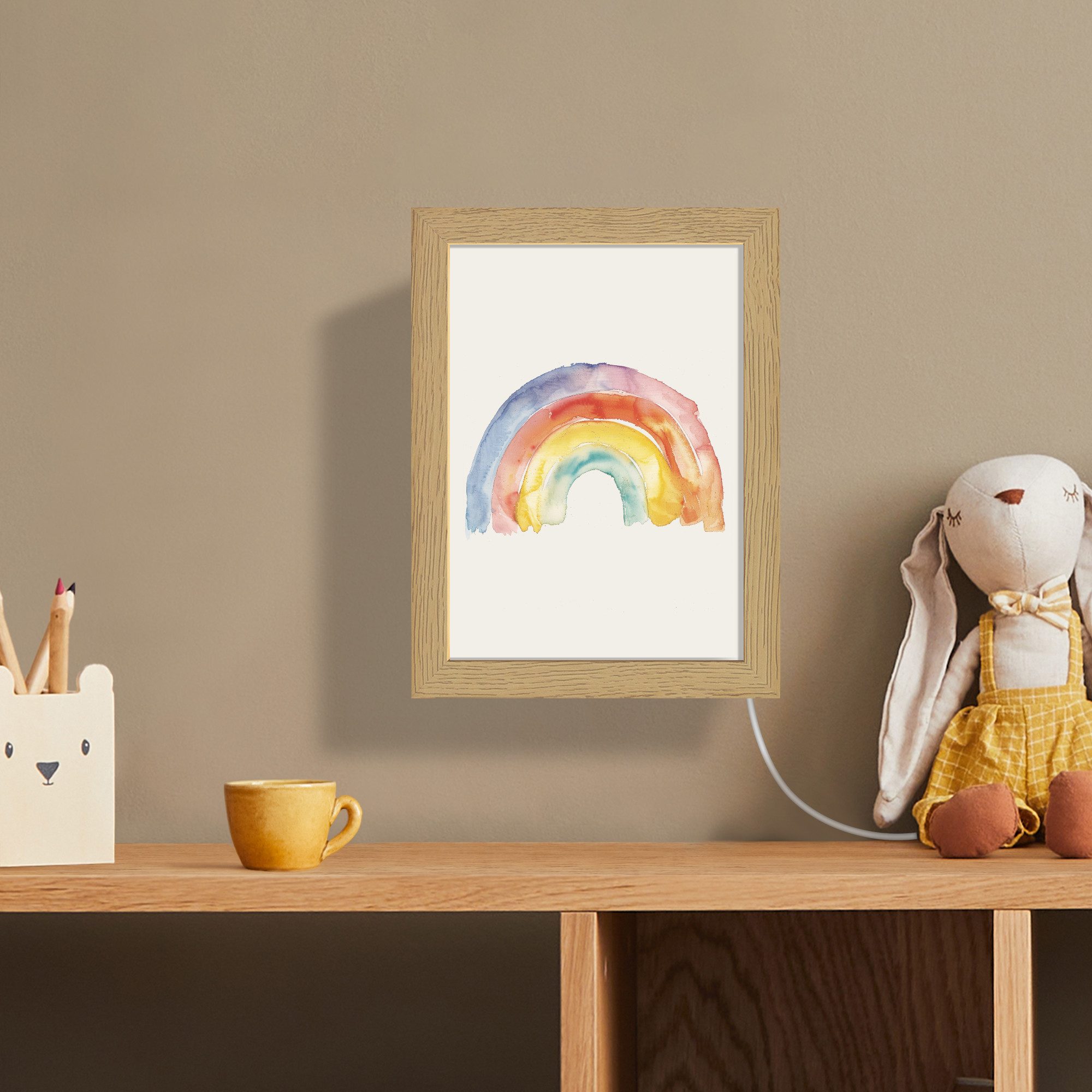 OnlyWow Wandleuchte Lightbox Regenbogen - Aquarell - Farbenfroh - Mädchen, Dimmbar, Farbwechsel, LED, Warmweiß, Kaltweiß, Neutralweiß Einstellbar, Wandlampe Inn – Bild 4 von 5