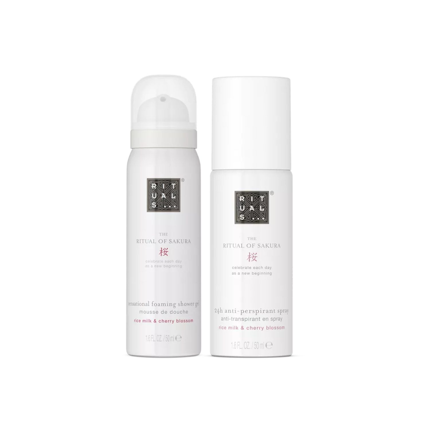 Rituals Pflege-Geschenkset Rituals Sakura Travel Bundle – Duschschaum & Deospray 50 ml, 2-tlg., Reise-Set mit Duschschaum & Anti-Perspirant 2×50 ml