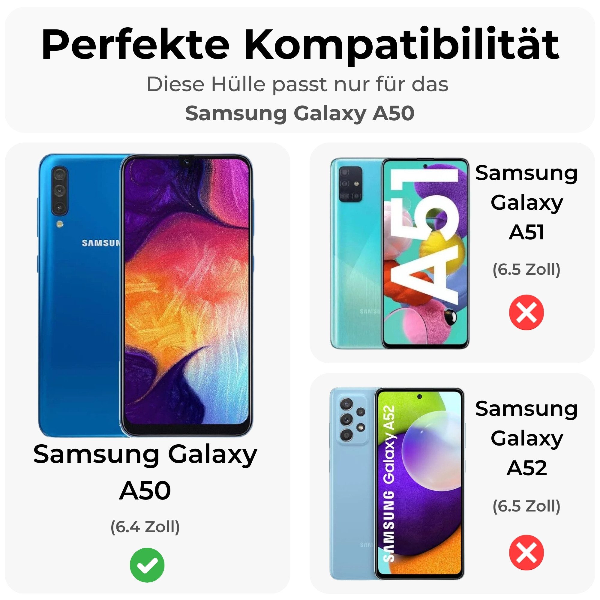 betterfon Handyhülle Handytasche für Samsung Galaxy A50 SM-A505 Buchhülle, Wallet Case mit Kartenfächern Magnetverschluss und weicher Innenhülle