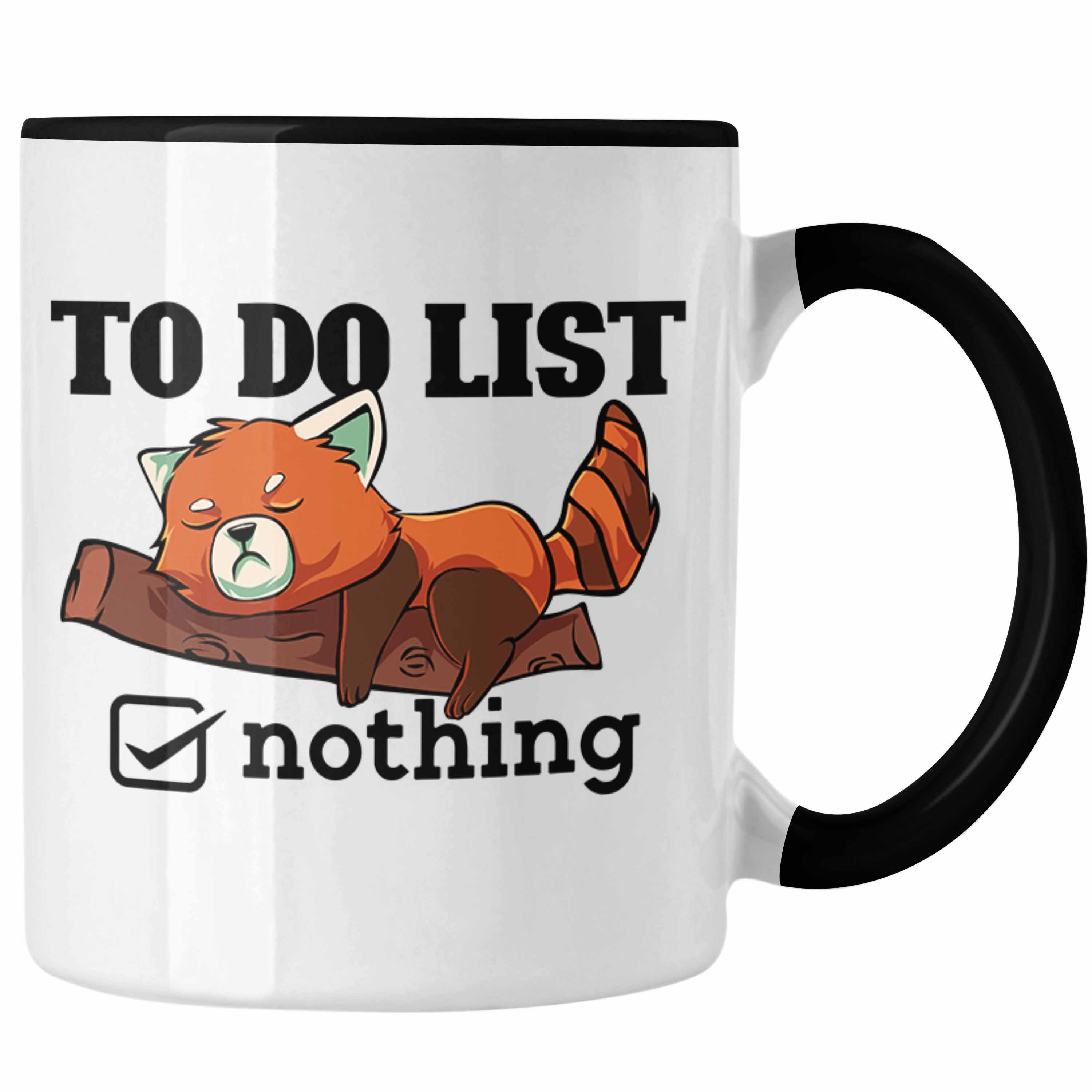 Trendation Tasse Lustige Roter Panda Schwarz Tierliebhaber für Tasse Witziges Geschenk