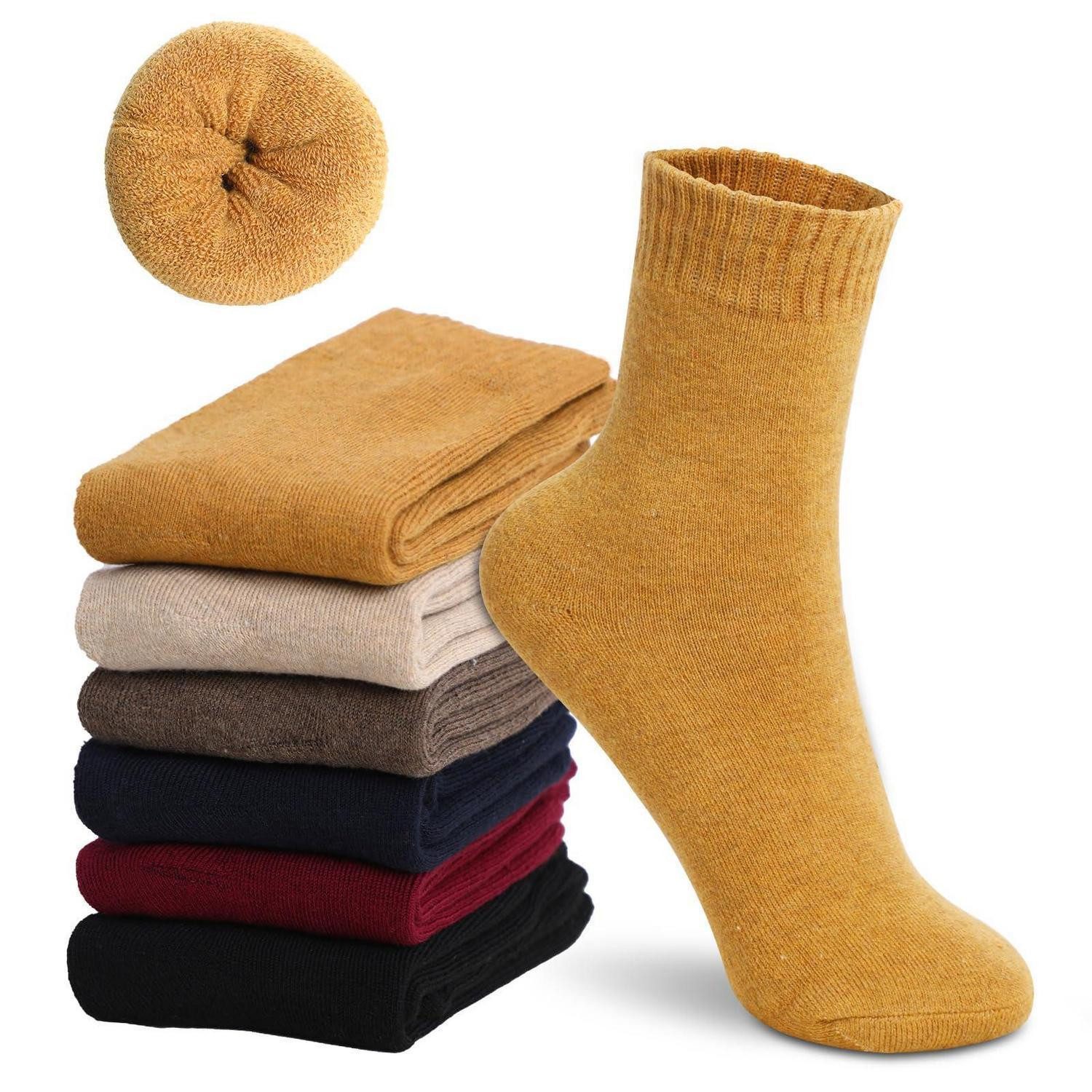 LuxusKollektion Kuschelsocken Warme Socken Damen 6 Paar Set Frottee Thermo