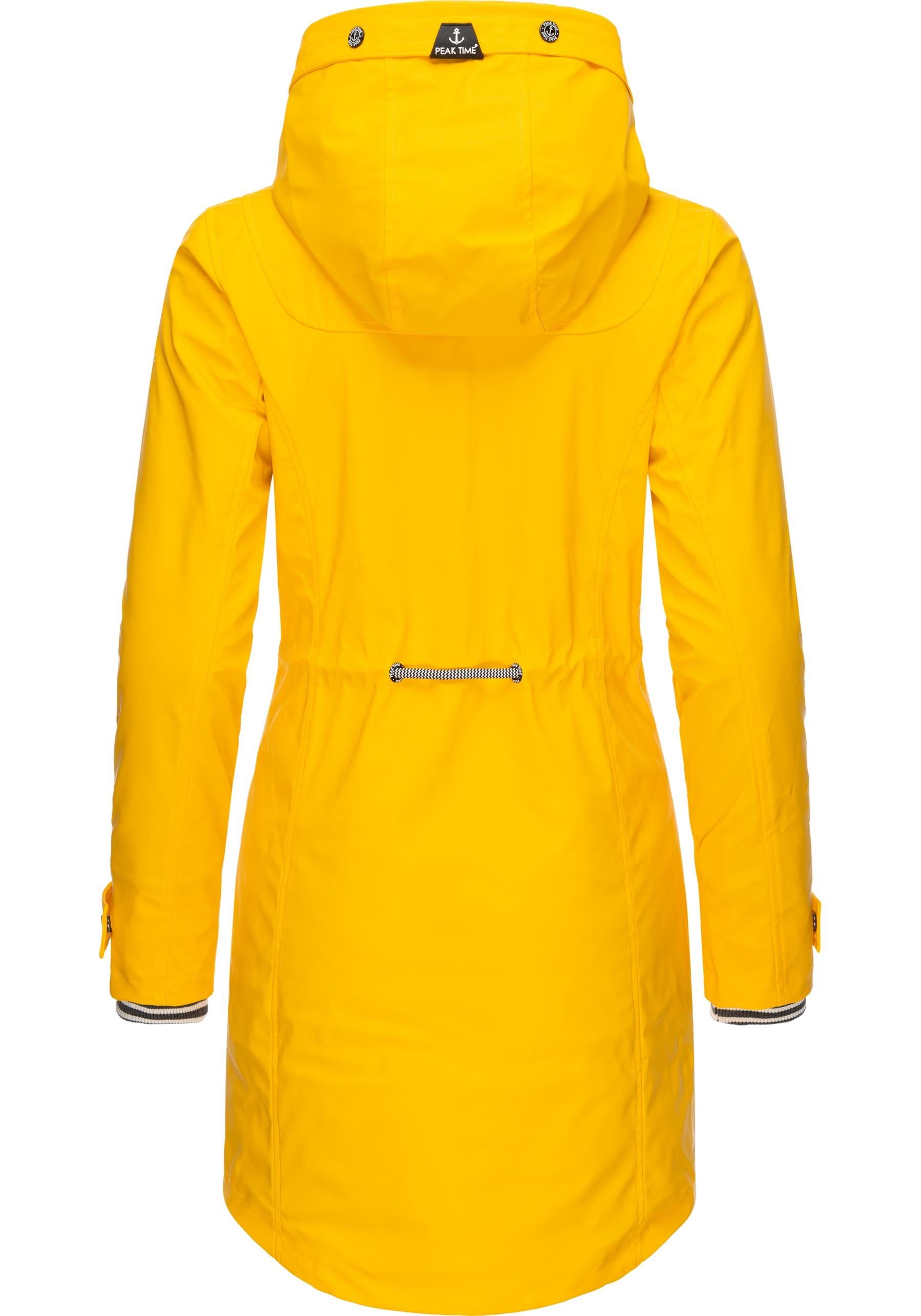 TIME Regenmantel Damen Regenjacke taillierter PEAK stylisch für dottergelb L60042
