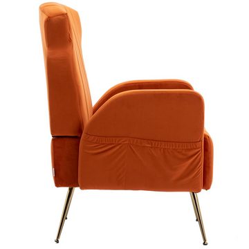 AUKWIK Sessel mit Samtbezug, Loungesessel mit Metallbeinen und 2 Taschen (1-St)