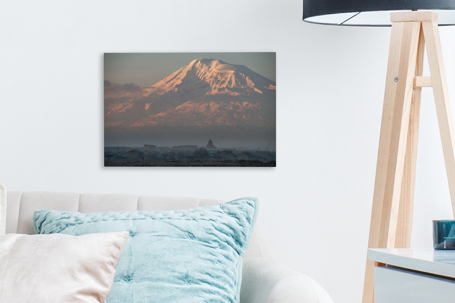 OneMillionCanvasses® Leinwandbild Der Berg Ararat in Leinwandbilder, cm Wandbild Wanddeko, vor Aufhängefertig, 30x20 (1 Sonnenaufgang Türkei, der St)