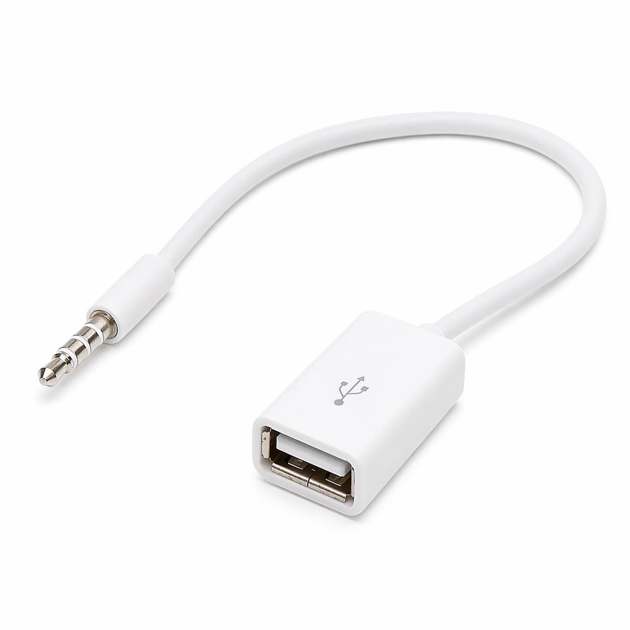conecto 10 cm Aux-In-Kabel 3,5-mm-Klinke-Stecker auf USB 2.0-Buchse Typ A weiß USB-Kabel