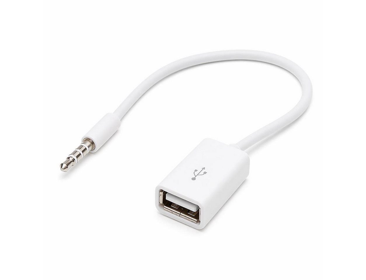 conecto 10 cm Aux-In-Kabel 3,5-mm-Klinke-Stecker auf USB 2.0-Buchse Typ A weiß USB-Kabel