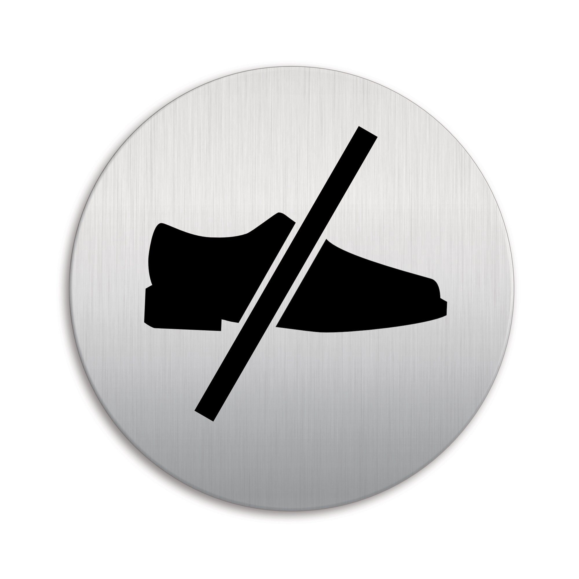 OFFORM DESIGN Hinweisschild Schuhe ausziehen Ø 100 mm Aluminium Edelstahloptik selbstklebend, (1 St)