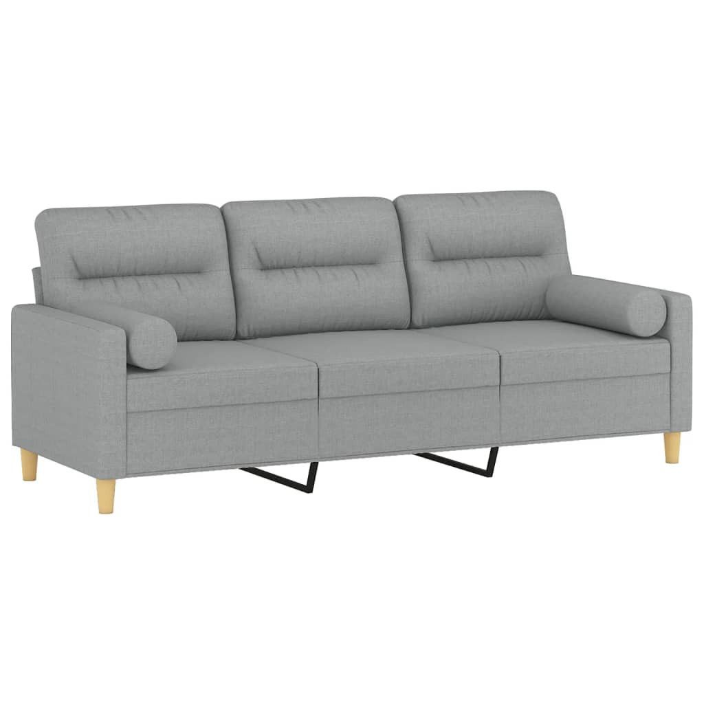 vidaXL Sofa 3-Sitzer-Sofa mit Zierkissen Hellgrau günstig online kaufen