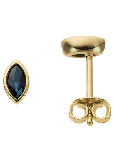 Paar Ohrstecker Schmuck Geschenk Gold 333 Ohrschmuck Farbstein Edelstein Saphir
