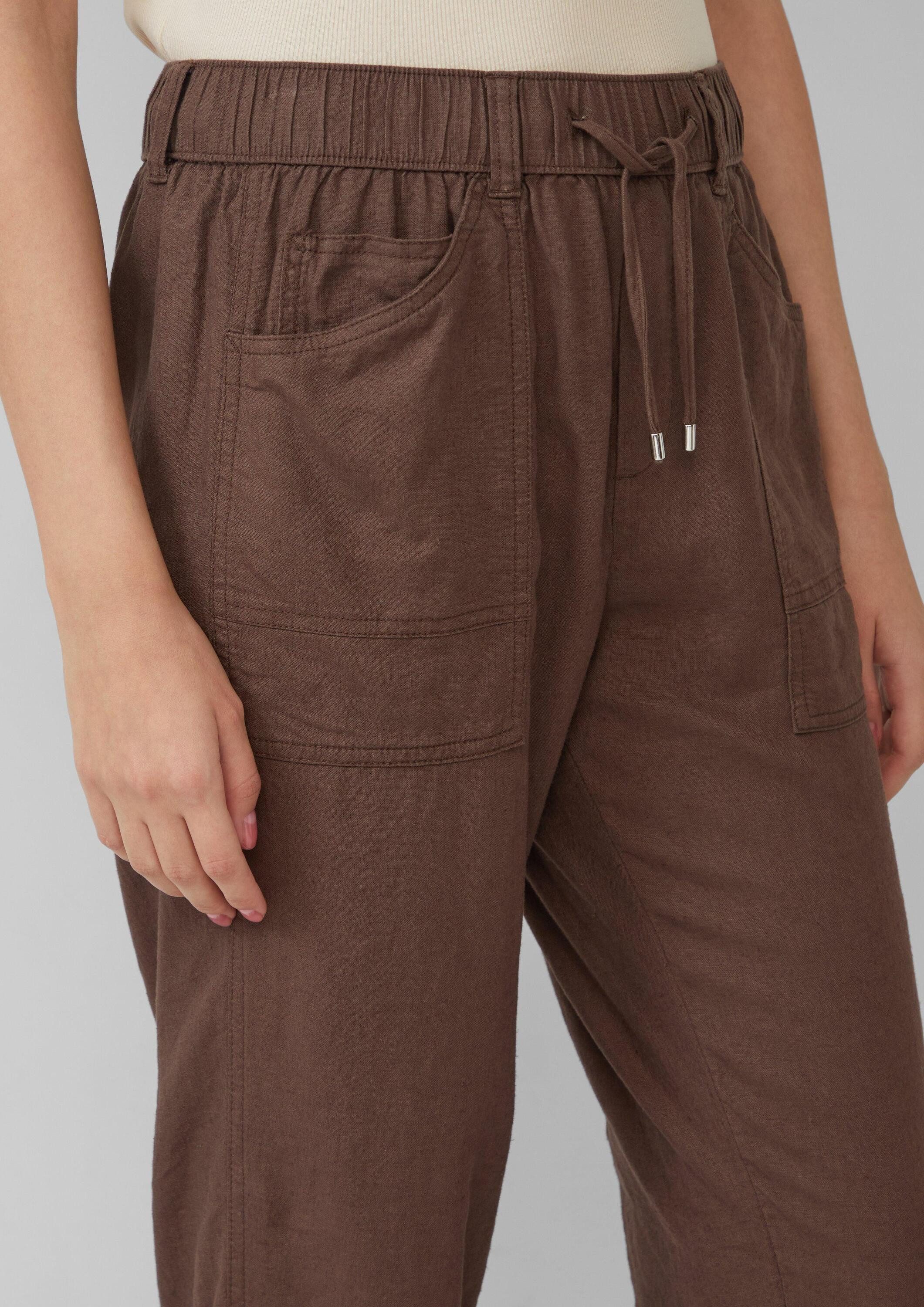 s.Oliver Chinos Hose Leinenmix-Hose im Relaxed Fit mit Elastikbund
