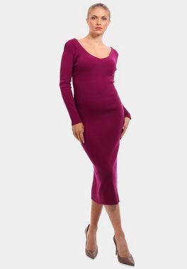 YC Fashion & Style Strickkleid Strickkleid mit V-Ausschnitt KNIT DRESS (Kein Set, 1 -tlg) Langarm, in Unifarbe, mit V-Ausschnitt