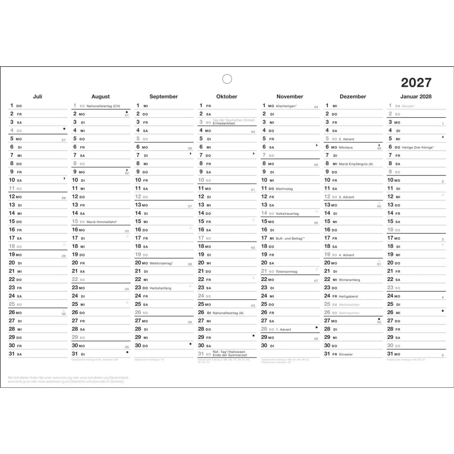 HEYE Wandkalender Black&White Tafelkalender A4 2027