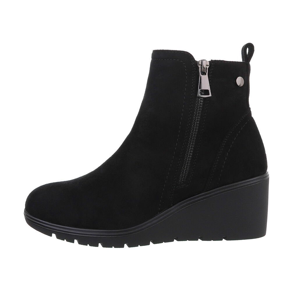 Ital-Design Damen Freizeit Keilstiefelette (84338165) Keilabsatz/Wedge Keilstiefeletten in Schwarz