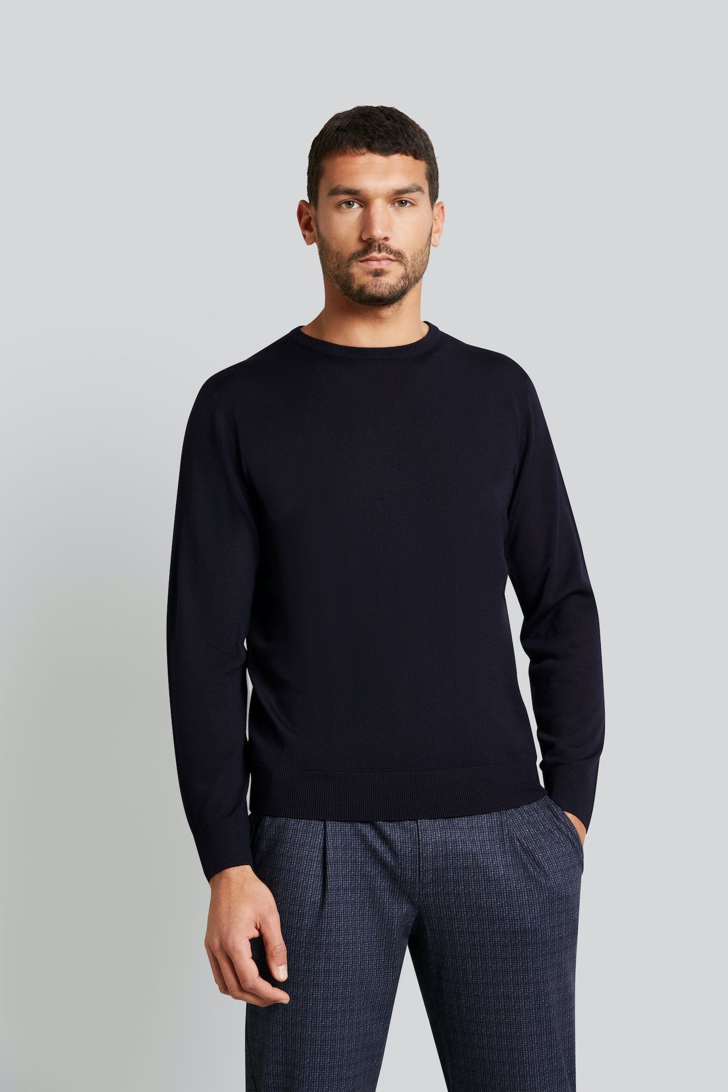 bugatti Rundhalspullover aus feiner Merinowolle günstig online kaufen