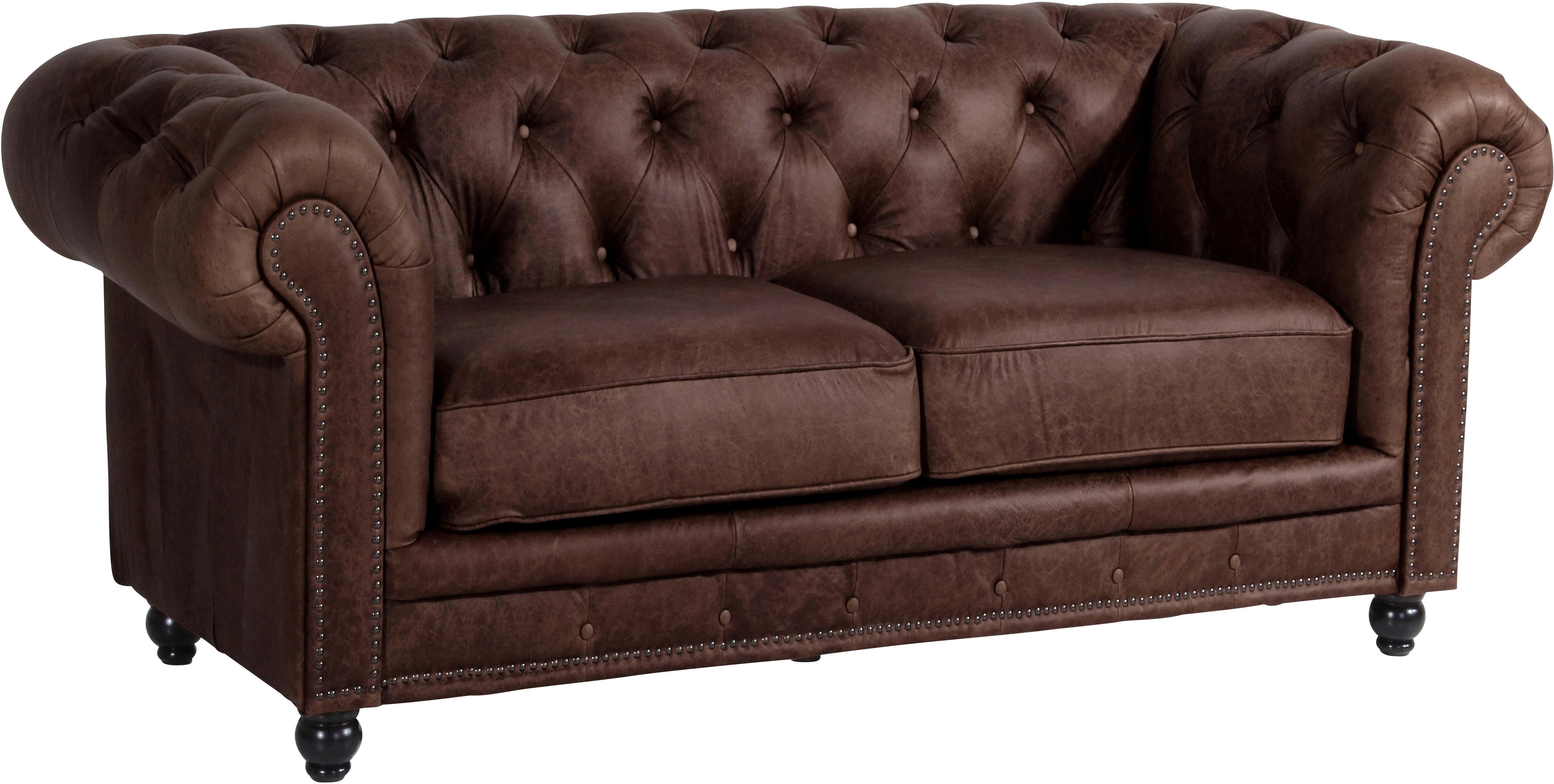 Max Winzer® Chesterfield-Sofa Old England, 2-Sitzer Ledersofa mit  Knopfheftung & Ziernägeln, Breite 192 cm