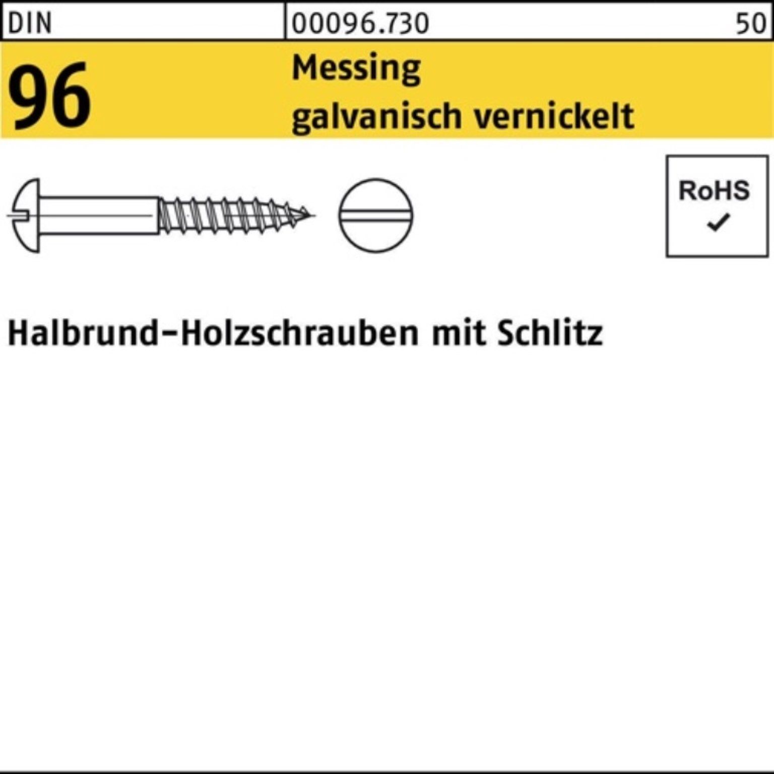 Reyher Schraube 200er Pack Holzschraube DIN 96 Halbrundkopf Schlitz 3x20 Messing galv.