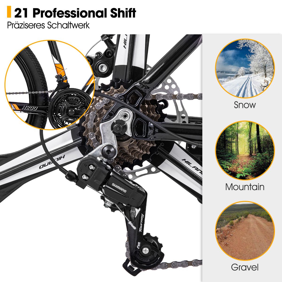 HILAND Mountainbike 26/27,5 Zoll Leichtgewichtiges MTB Jugendliche Herr Damen, Aluminiumrahmen Scheibenbremse Speichenräder Federgabel