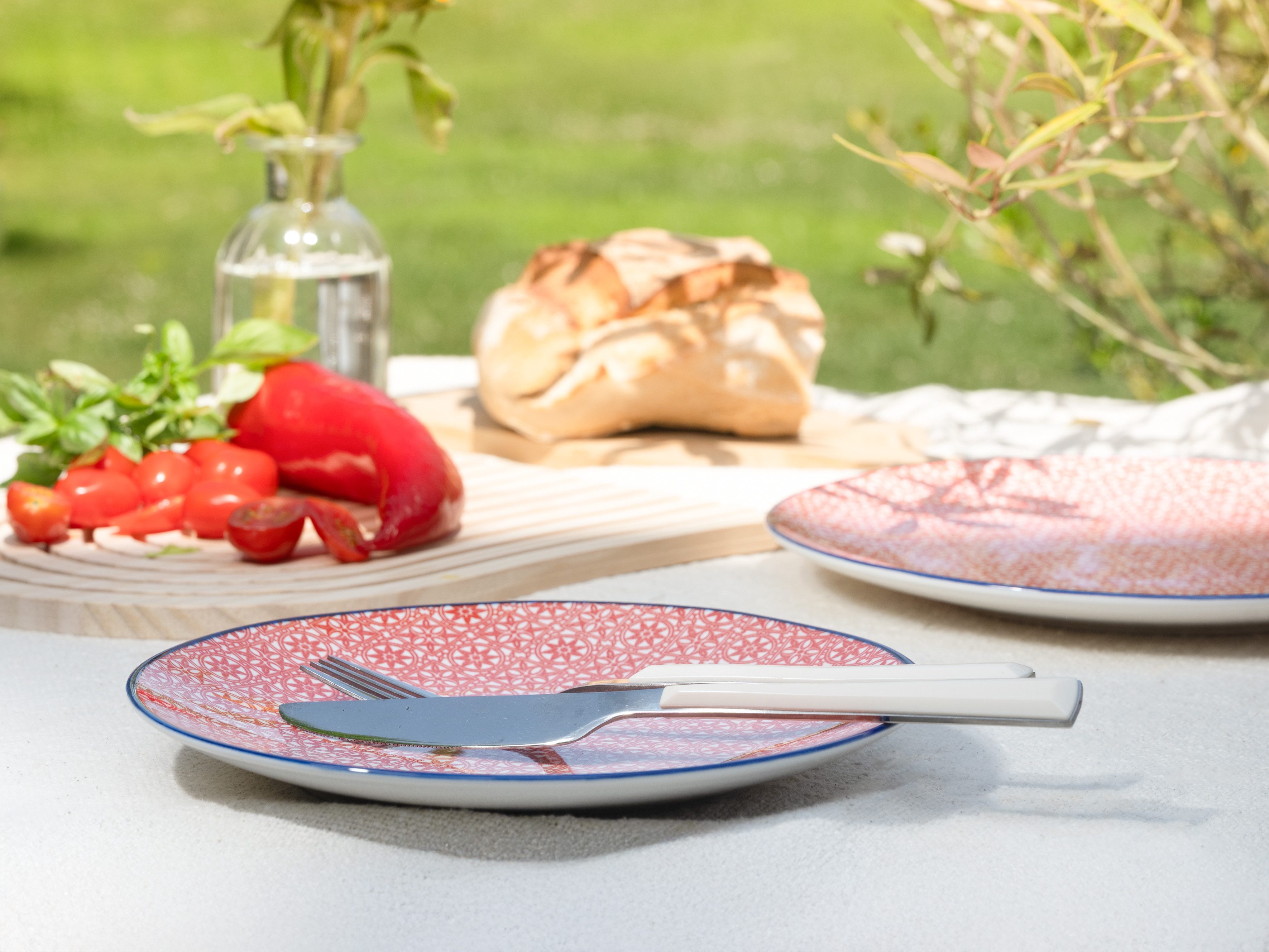 CreaTable Teller-Set Mediterran, Teller Set 12-tlg. (12-tlg), 4 Personen, Steinzeug, Mediterraner Flair, Traditionell keramische Motive