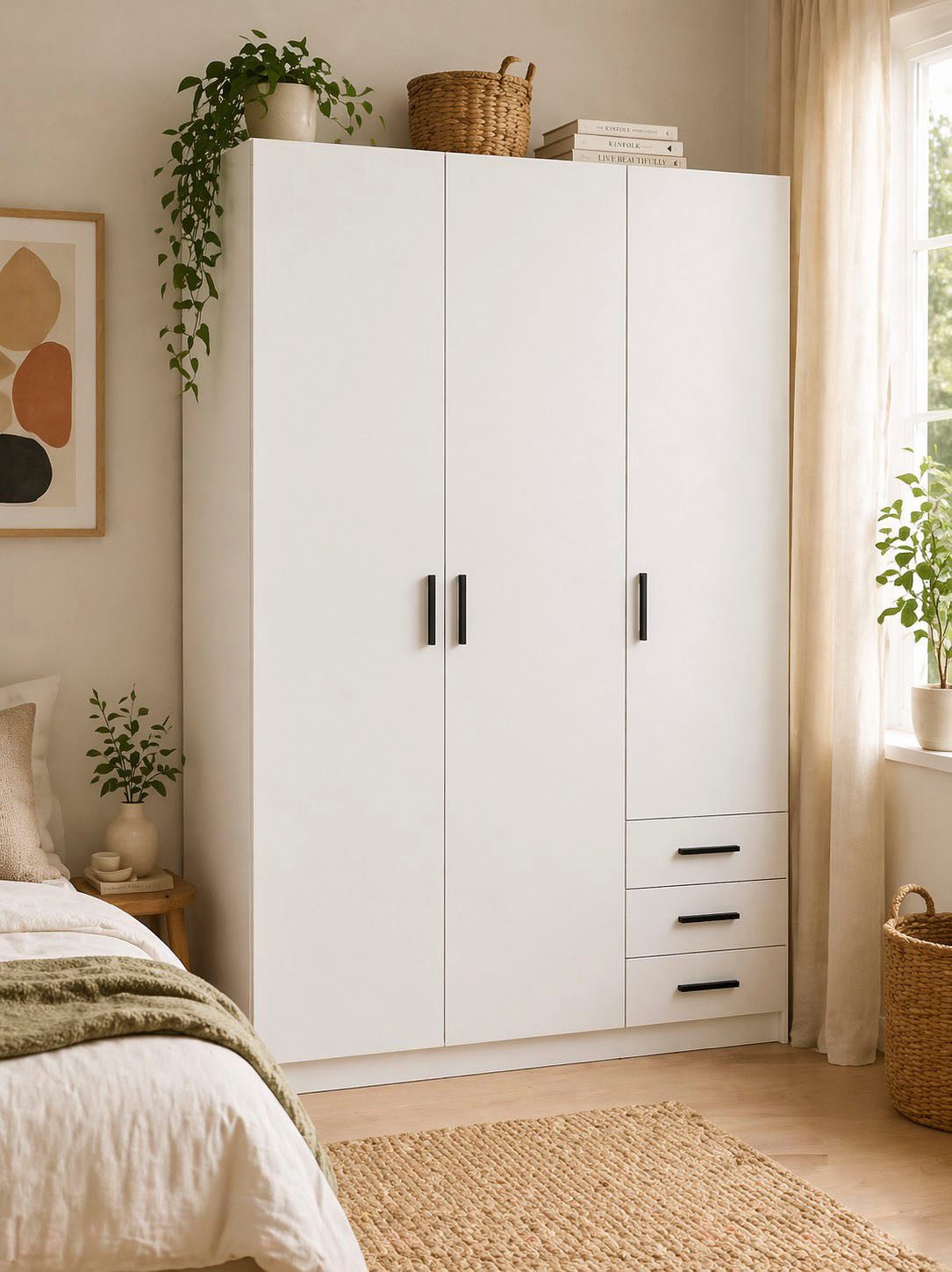 Home affaire Kleiderschrank Sprint, viel Stauraum, robuste Qualität, 3 Breiten 98, 147, 195 cm Breite 98,5/147 oder 195,5 cm, je mit Einlegeböden und Kleiderstange