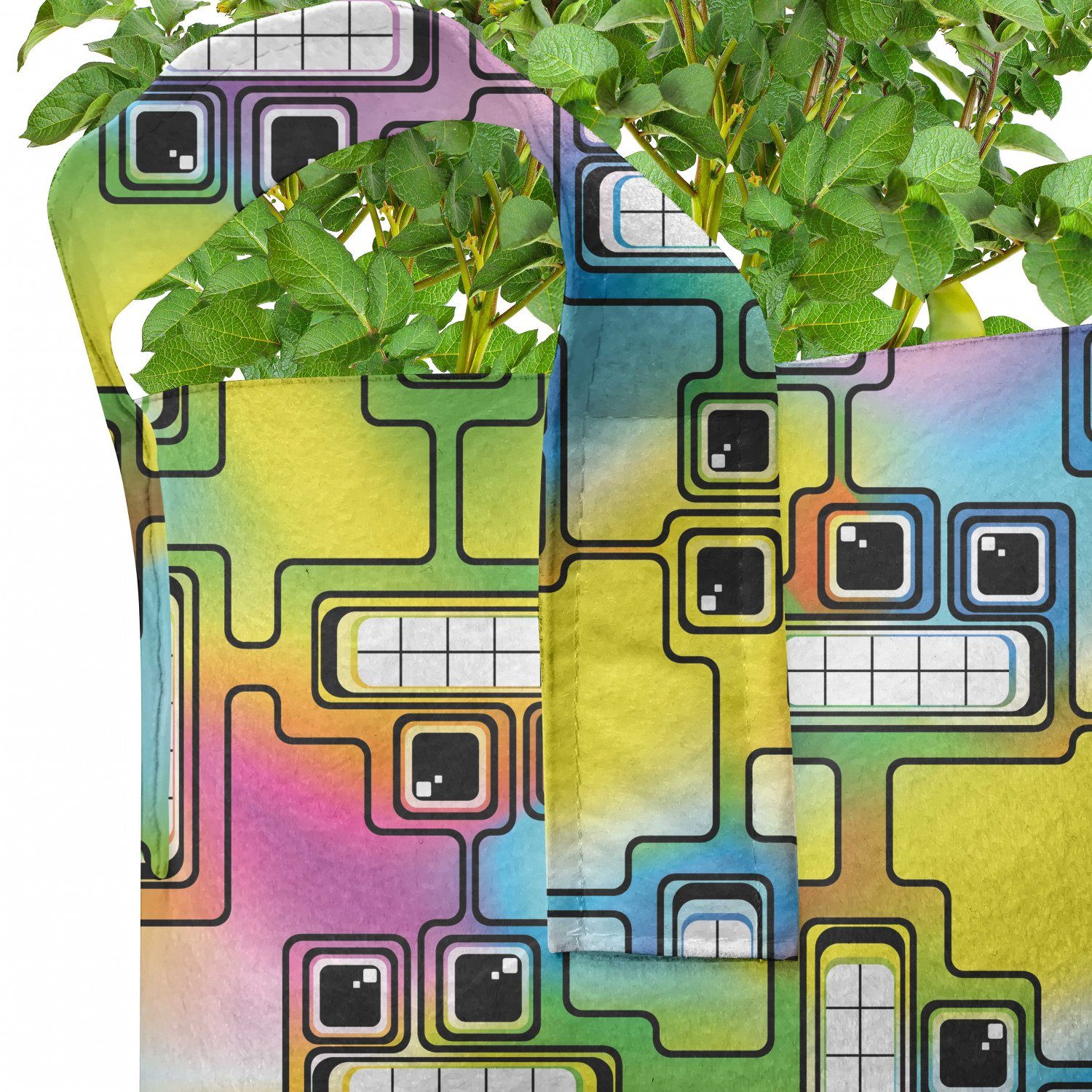 Muster für Abakuhaus Pflanzen, Griffen Fun mit Zeichen hochleistungsfähig Bunt Stofftöpfe Pflanzkübel