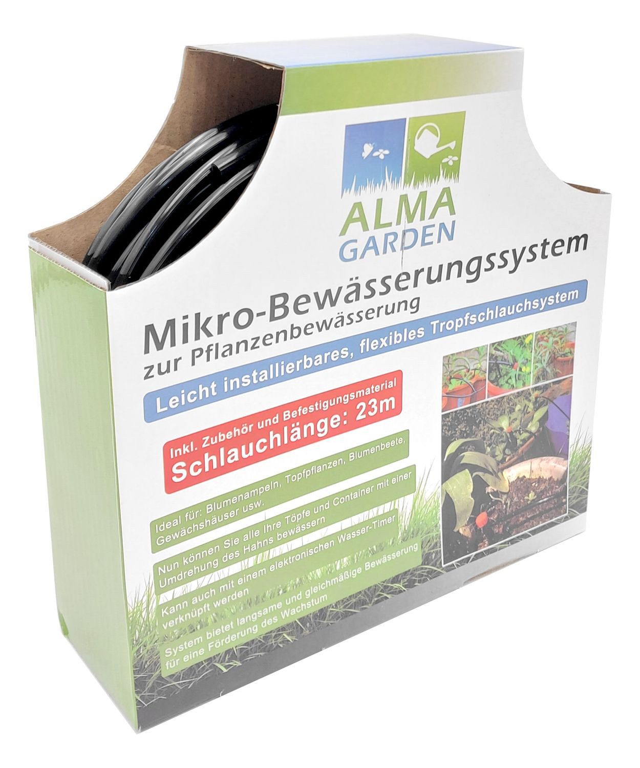 Alma Garden Bewässerungssystem Mikro-Bewässerungssystem Tropfschlauch Gartenschlauch Pflanzen Blumen