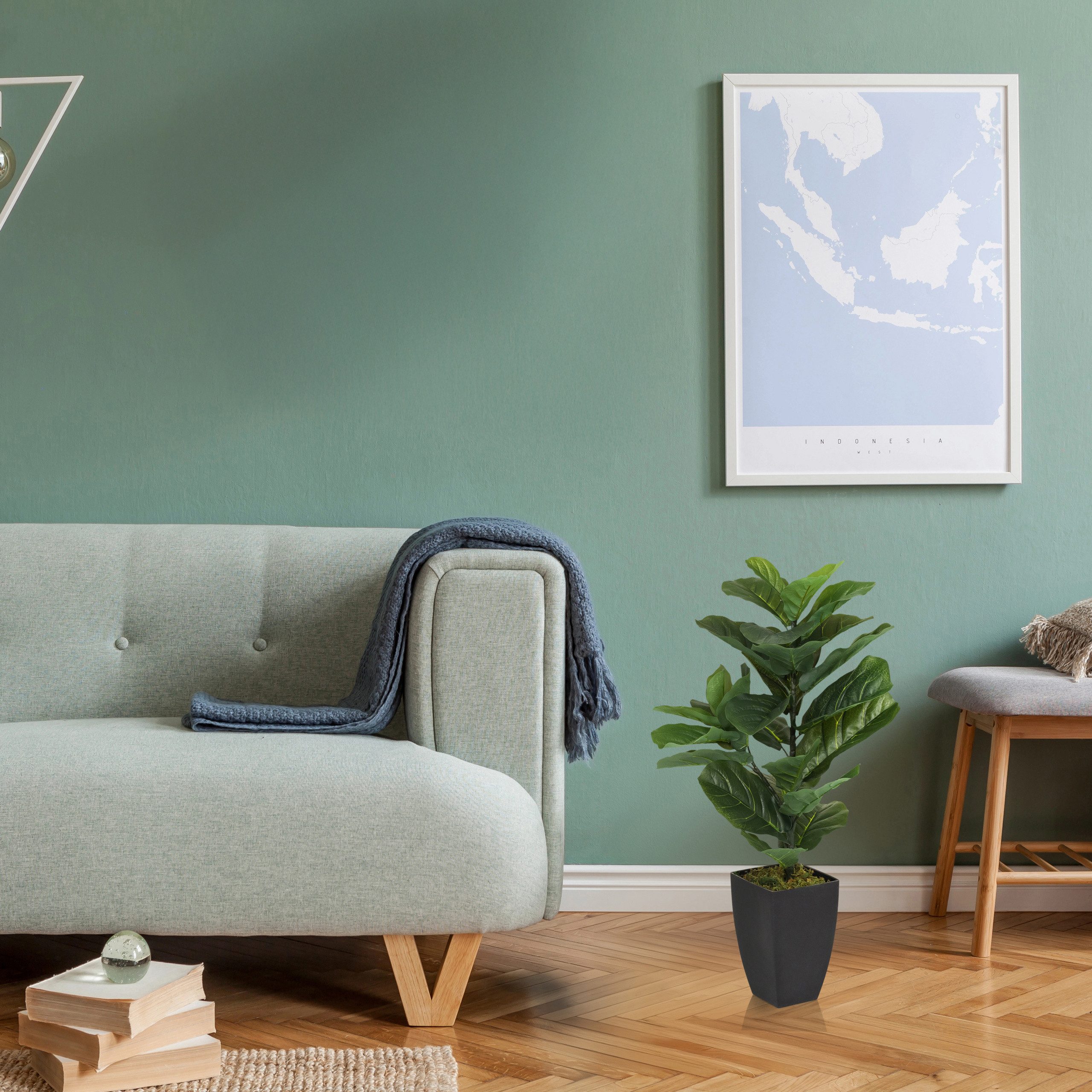 Kunstpflanze LYRATA Künstliche Pflanze Höhe 80.0 cm Feige Feige, hjh OFFICE, Höhe 80.0 cm, Künstliche Pflanze Zimmerpflanze Geigen-Feige, Ficus Lyrata
