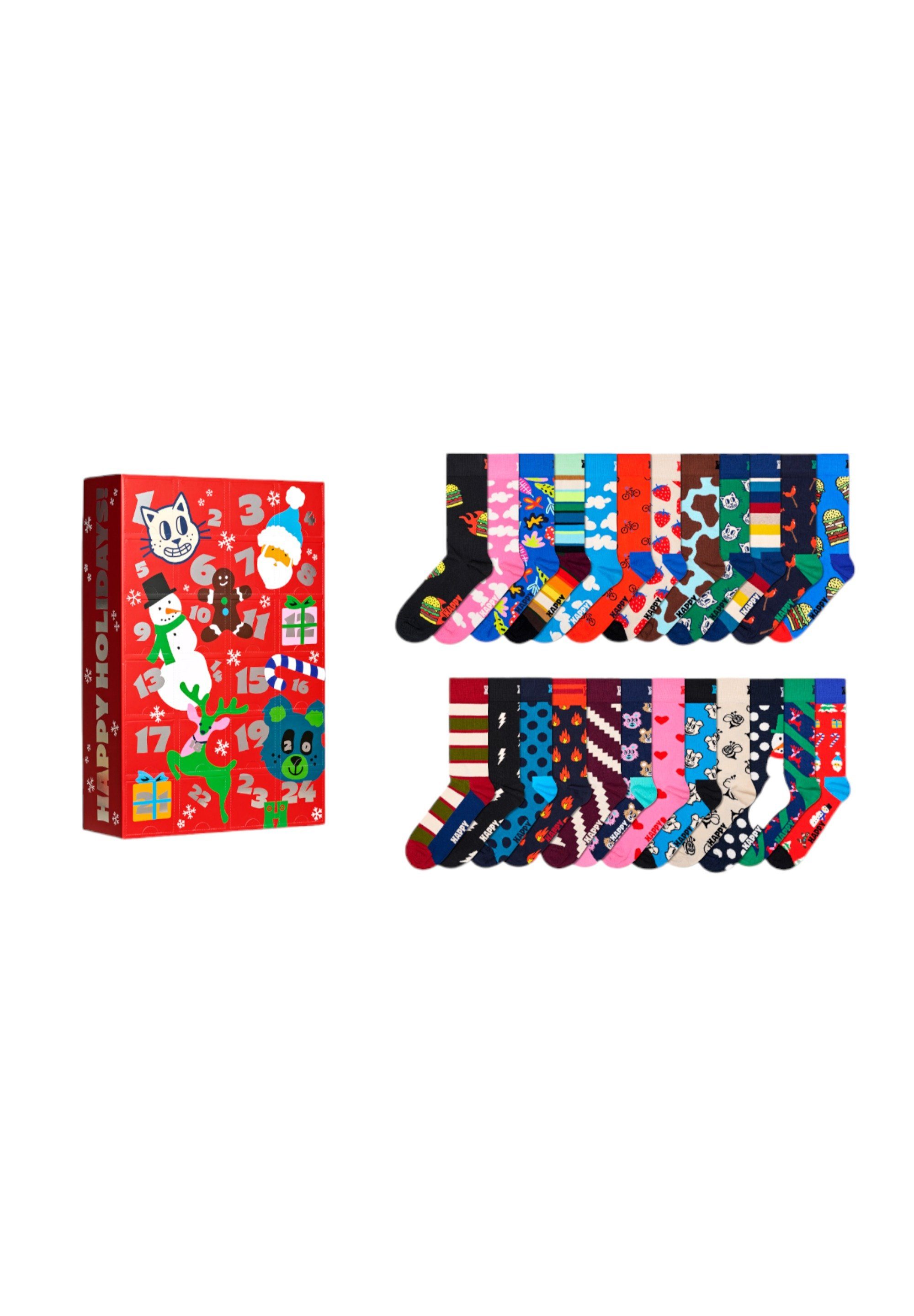 Aus Socks Calender Set, Adventskalender Advent Gift weicher Socks Baumwolle Happy