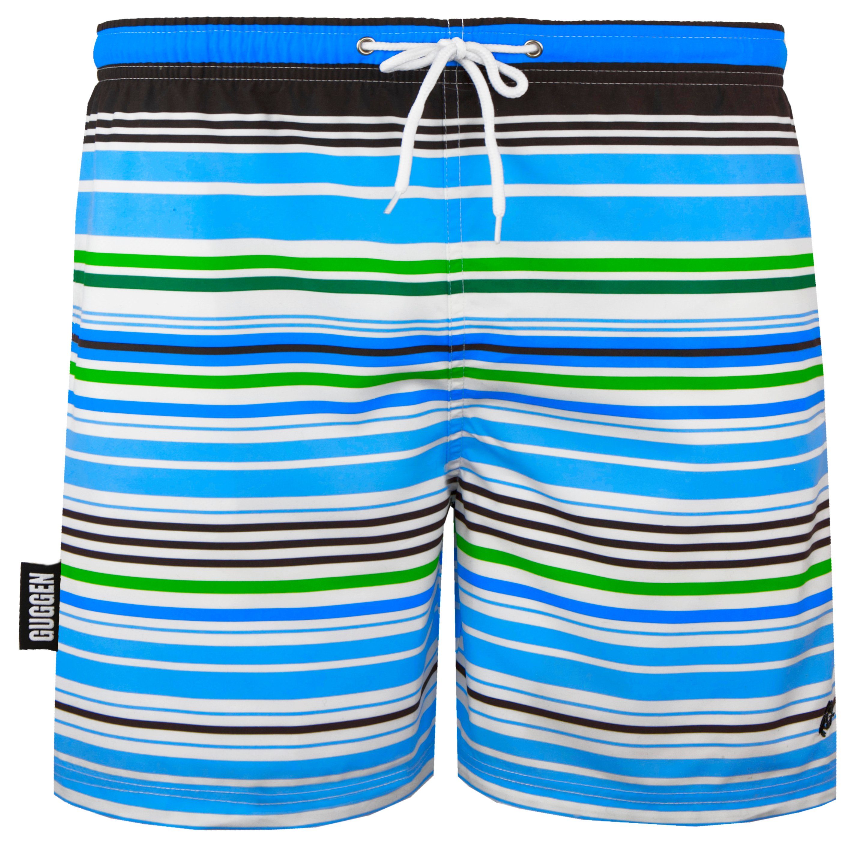 GUGGEN Mountain Badehose mit Badeshorts gestreiftes Kordelzug blaues Herren Kordelzug mit Schnelltrocknende 2347 Schnelltrocknende Muster Badeshorts Badehose