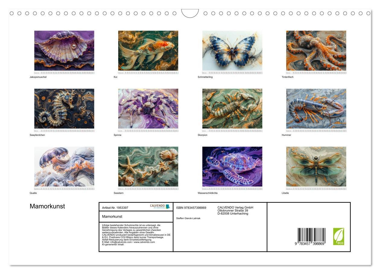 Thumbnail - CALVENDO Wandkalender Mamorkunst (Wandkalender 2026 DIN A3 quer), CALVENDO Monatskalender