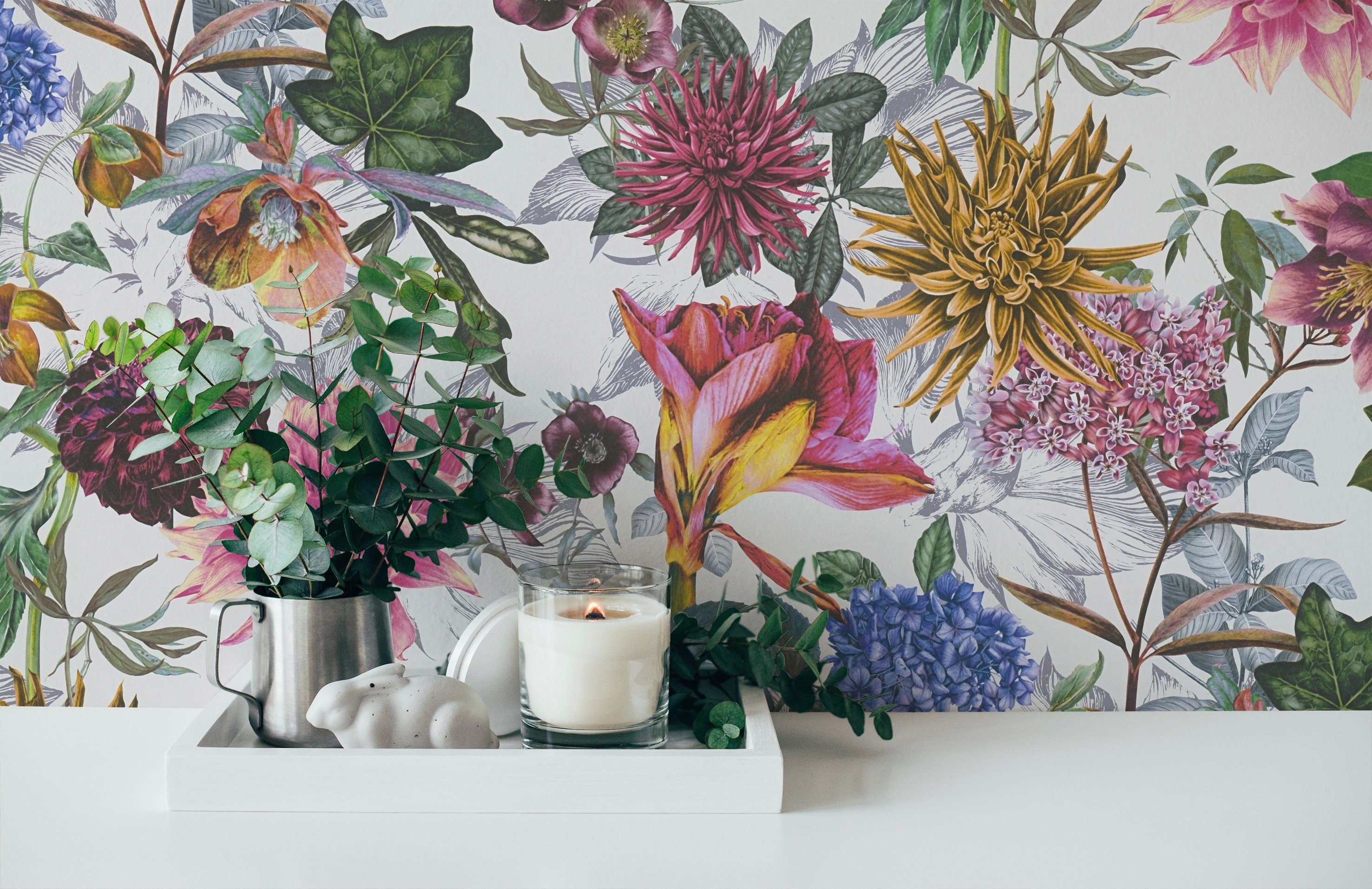 A.S. Création Vliestapete Dream Flowery, glatt, floral, Wald, botanisch, Florale Tapete Blumenoptik Tapeten Wohnzimmer Schlafzimmer Küche Optik