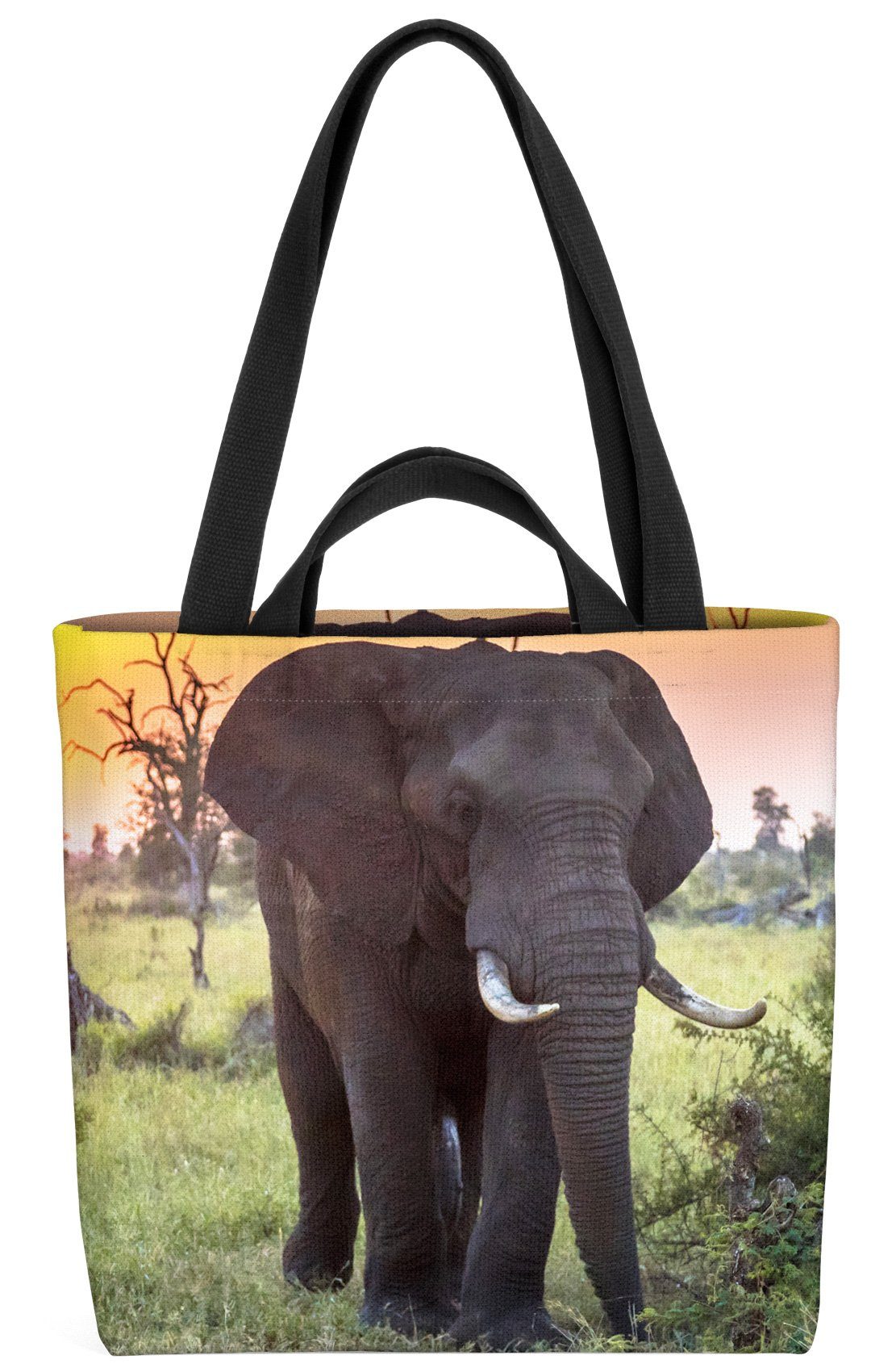 Dickhäuter Dschungel (1-tlg), Zoo VOID Elefant Sonnenuntergang R Henkeltasche Afrika Safari Elefant