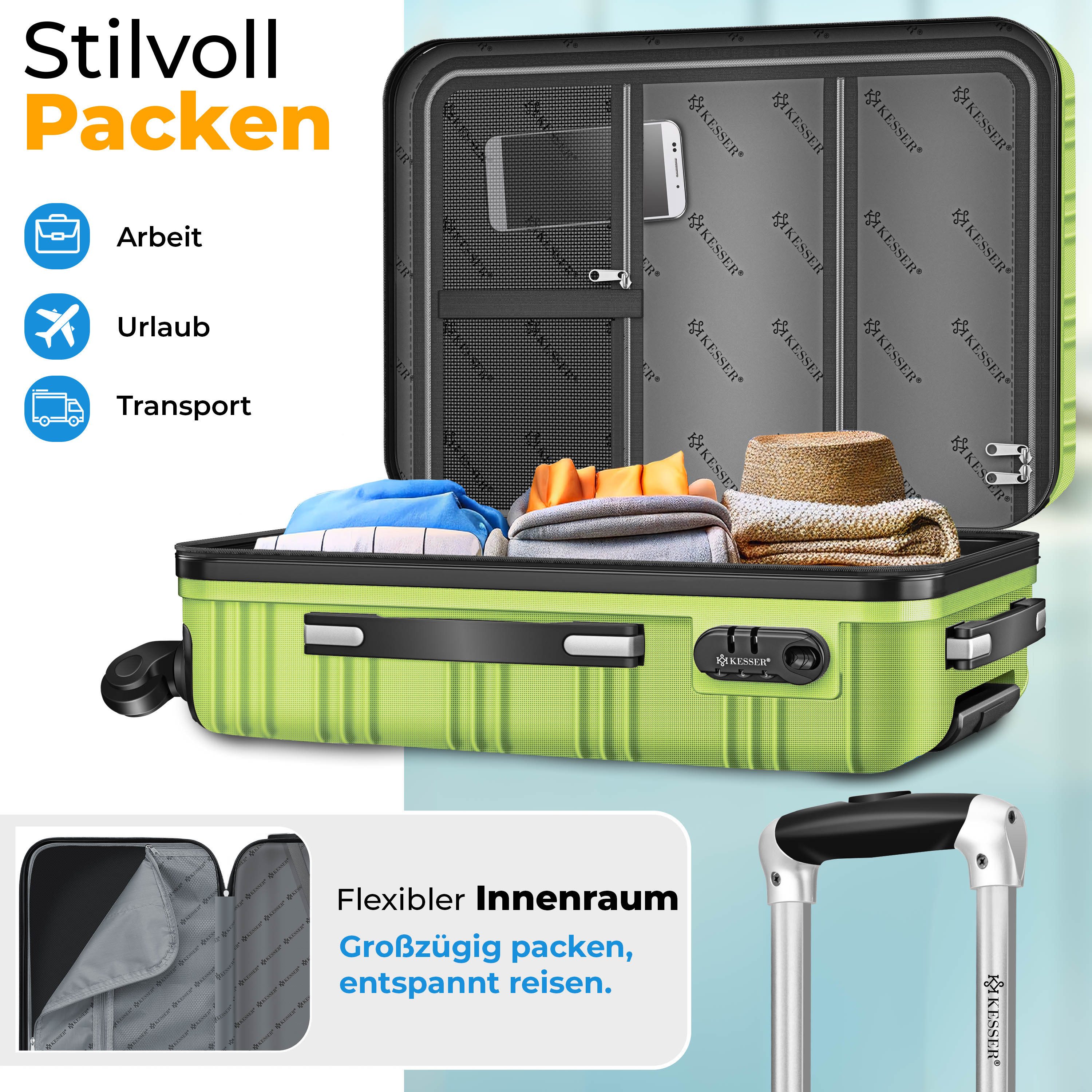 KESSER Hartschalen-Trolley Reisekoffer Handgepäck 55L Koffer Inkl. Kofferwaage + Gepäckanhänger, 4 Rollen, Rollkoffer ABS-Hartschale mit 4 Rollen, Zahlenschloss & Teleskopgriff