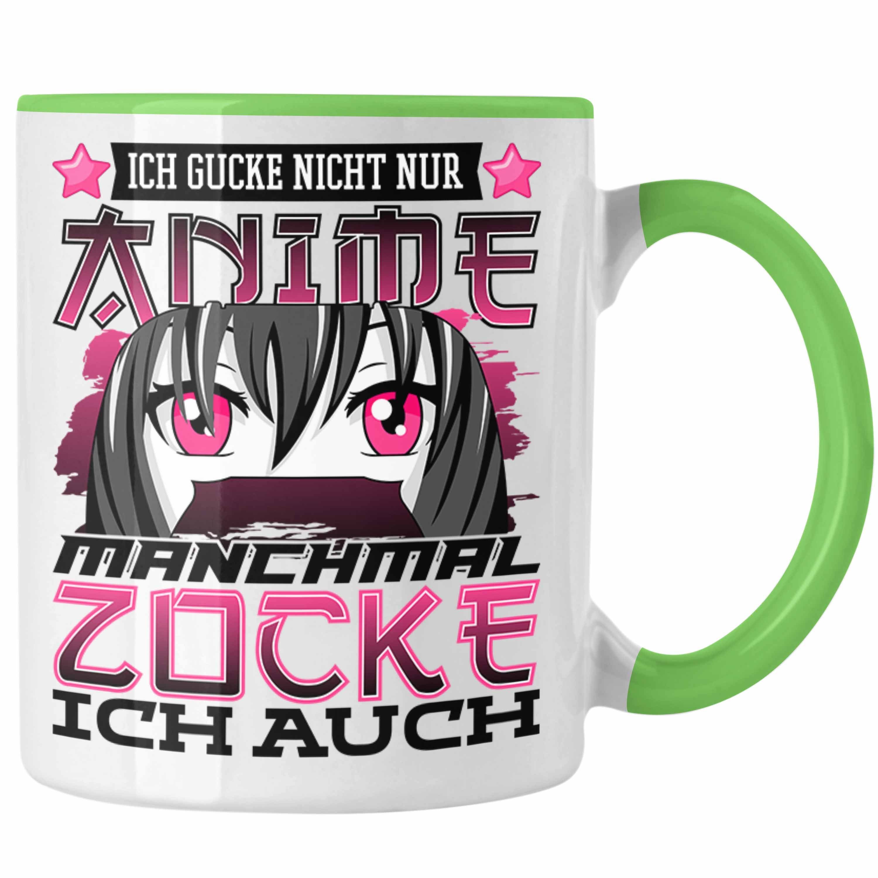 Trendation Tasse Anime und Zocken Tasse Geschenk Mädchen Anime-Fans Gamergirl Spruch Grün