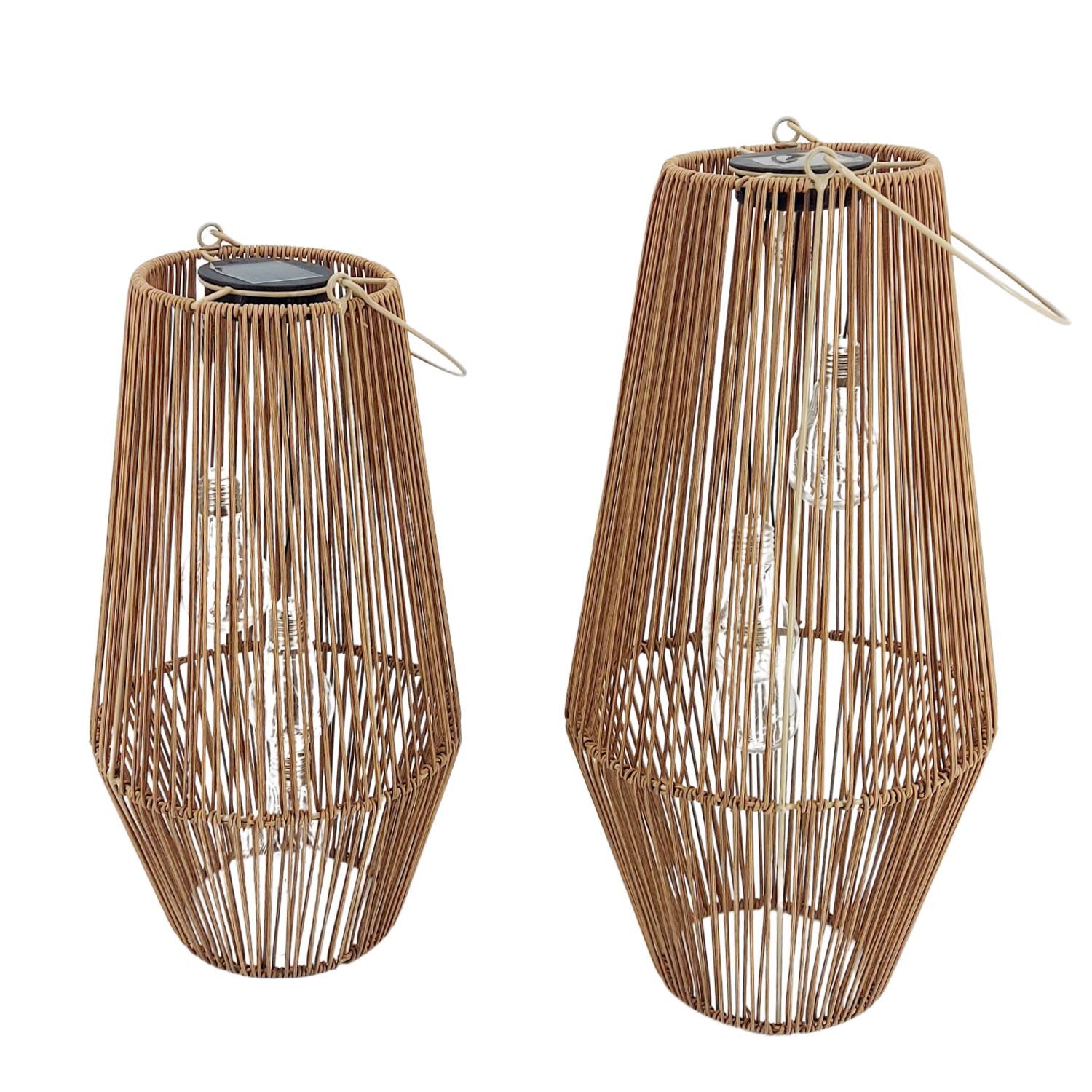 formano LED Tischleuchte Rattan-Optik, LED, Solarbetrieben, Braun, Bänder, H: 54cm