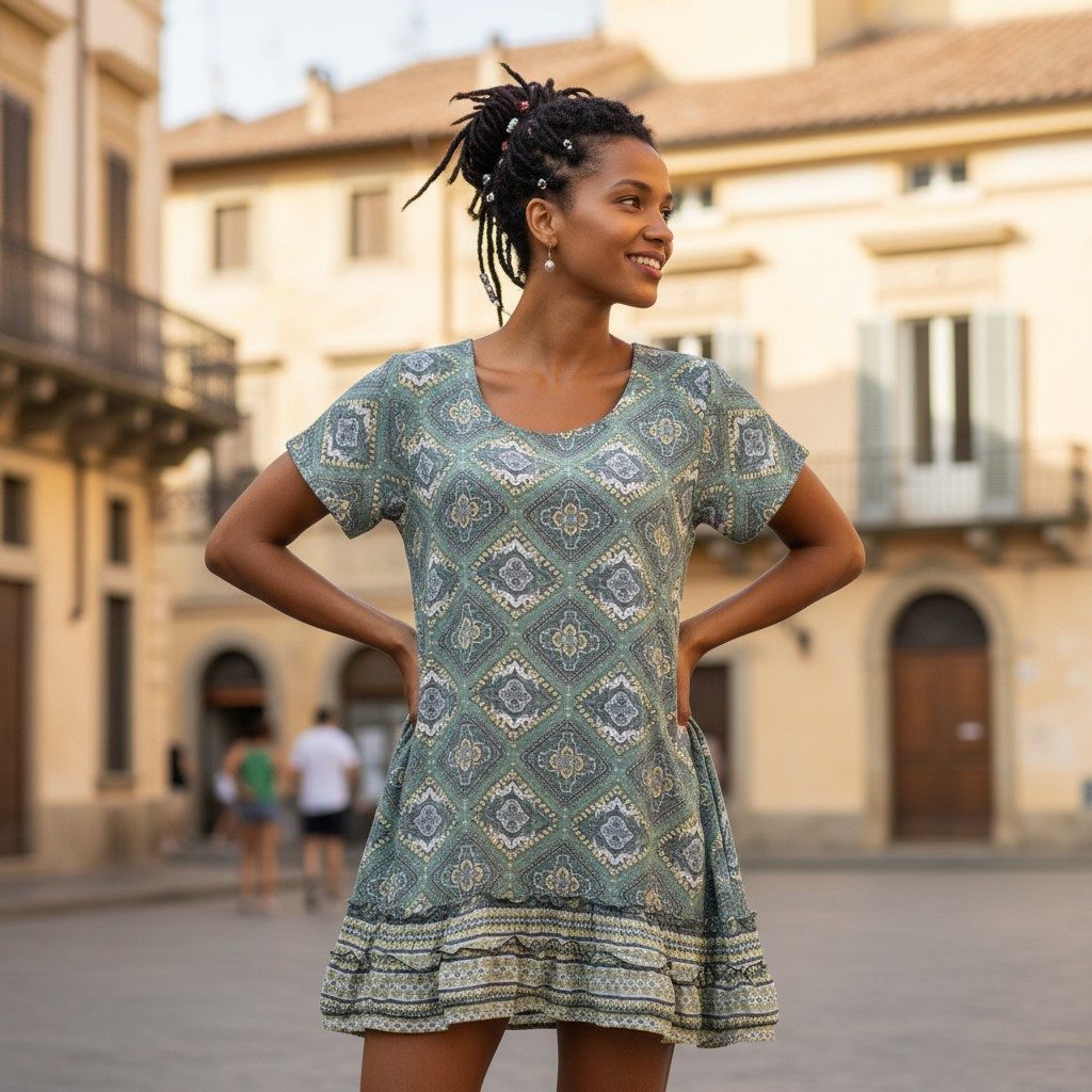 Guru-Shop Midikleid Boho Strandkleid, Minikleid - salbei alternative Beklei günstig online kaufen