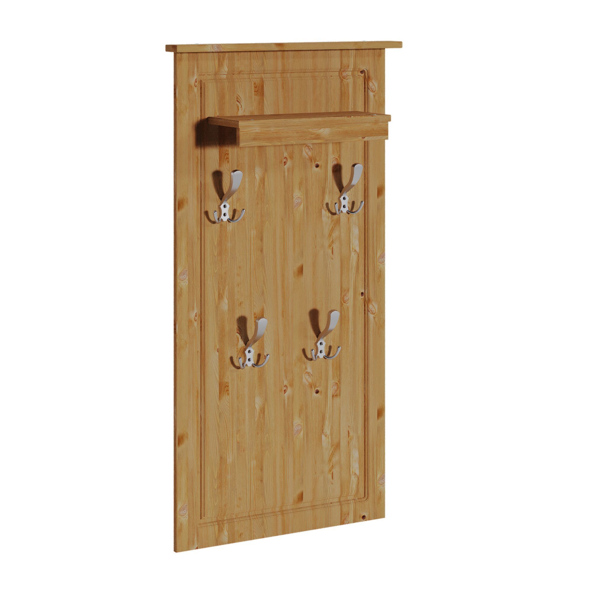 OTTO home Garderobenpaneel Lukas, Paneel, Wandpaneel, Garderobe, aus massiver Kiefer, mit dekorativen Fräsungen, einer Ablage
