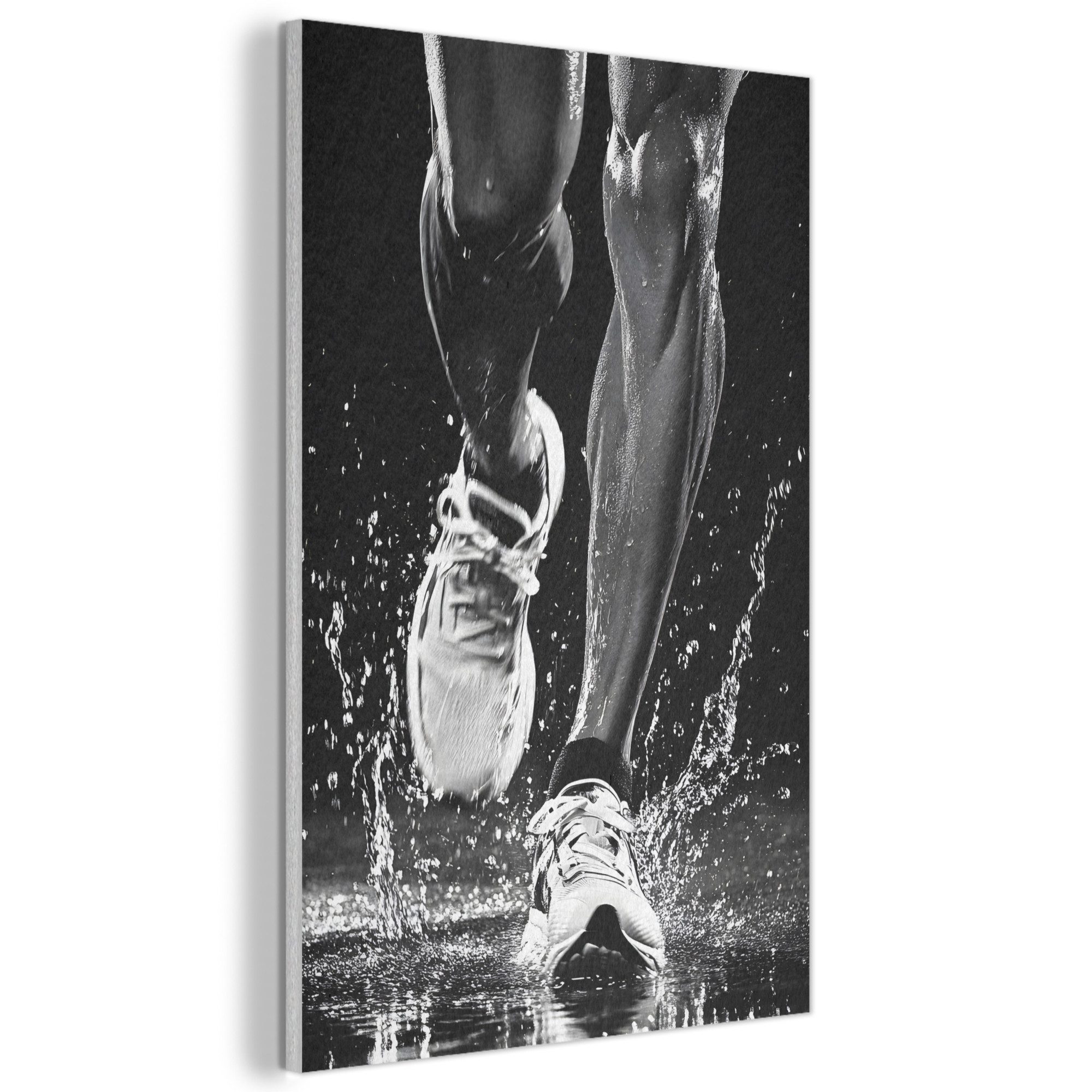MuchoWow Gemälde Laufschuhe - Laufen - Drops - Schwarz, Fotodruck (1 St), Akustikbilder PET-Filz, Wandpaneele, Akustikpaneele 60x90 cm