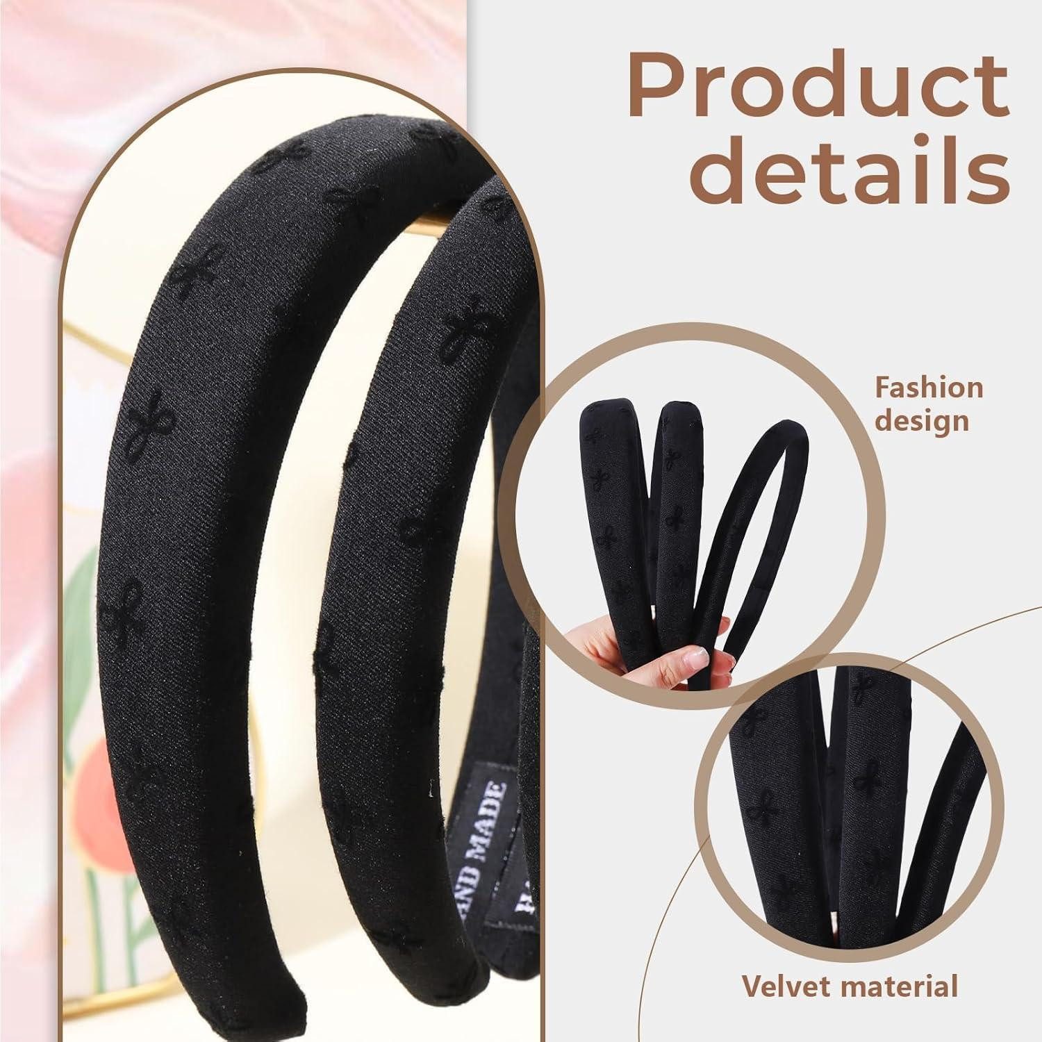 LuxusKollektion Haarband 3er Set Schwarze Kopfbänder für Frauen Mädchen Haarbänder