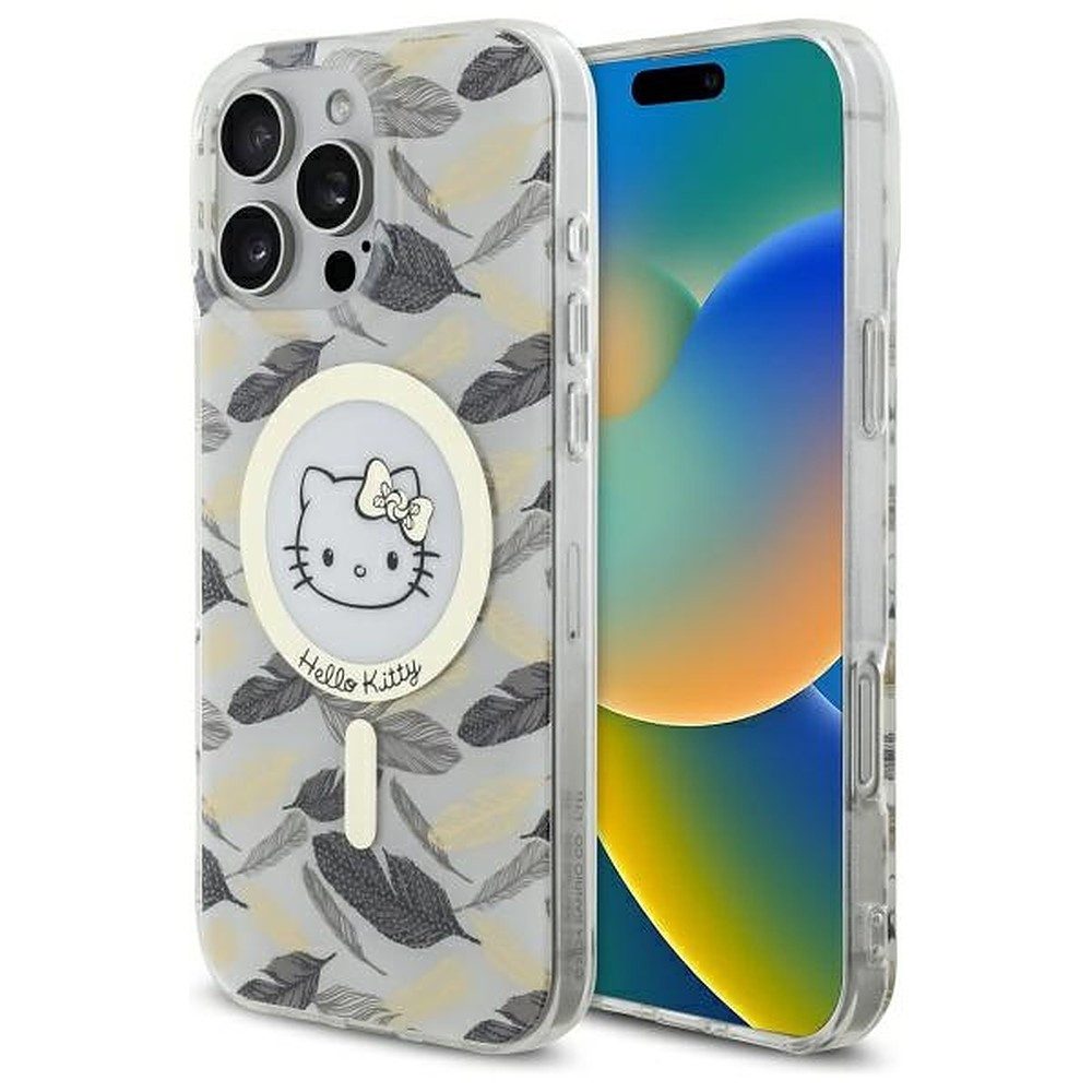 Hello Kitty Handyhülle Schutzhülle Magnethülle Smartphonehülle 6,9 Zoll, MagSafe-Ring, IML-Druck, Federmotiv, kratzfest