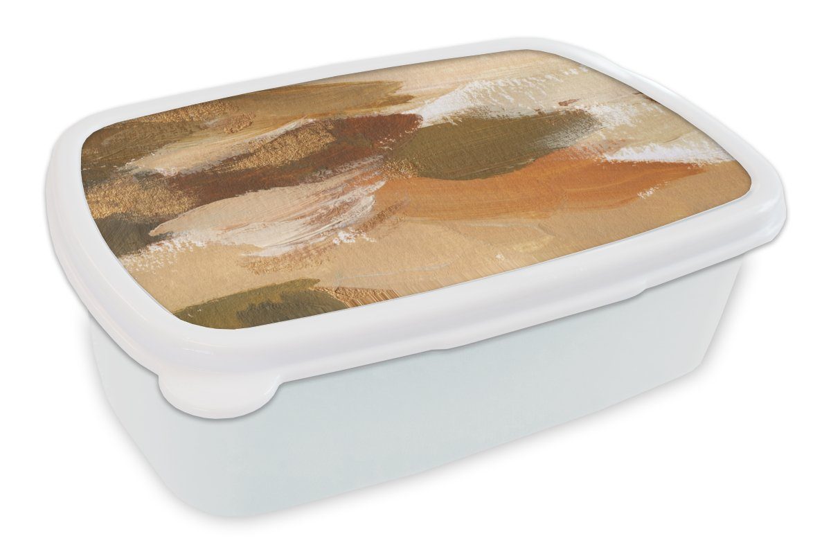 MuchoWow Lunchbox Farbe Mädchen Brotdose, (2-tlg), Jungs und und Herbst für für Kunststoff, - weiß Brotbox Erwachsene, Abstrakt, Kinder 