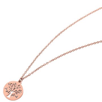 KARMA Kette mit Anhänger Damenkette Rose Gold Lebensbaum Halskette (Halskette mit Anhänger), Damen Damenschmuck Medaillon