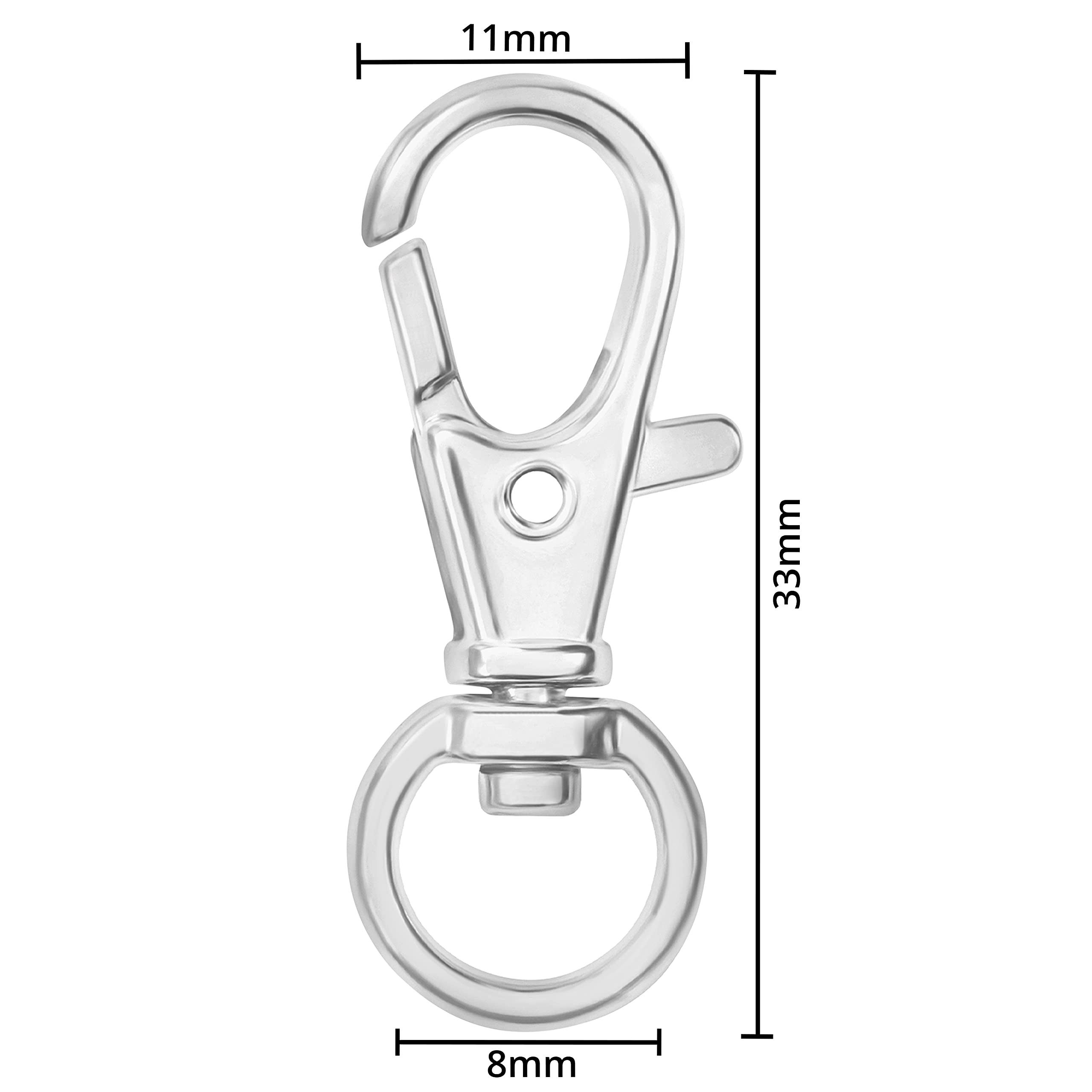 Thumbnail - Belle Vous Rundstahlkette Hochwertige Karabinerverschlüsse - 50er Set, 33mm Länge, Metall, (50-St)