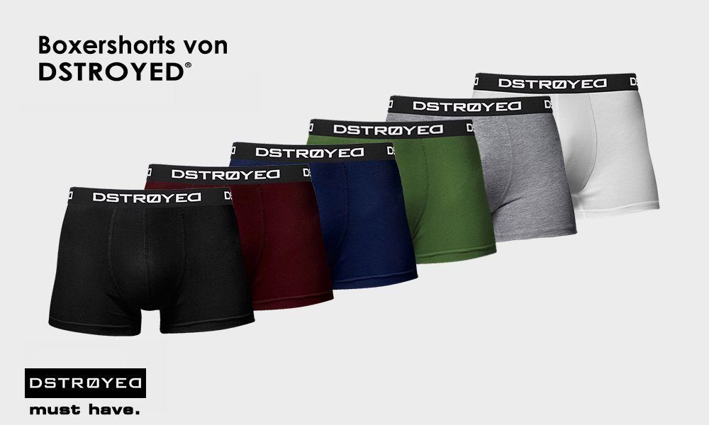 7XL Baumwolle 606b-mehrfarbig Herren Qualität (Sparpack, Passform Männer 6er - DSTROYED S Boxershorts Premium perfekte Unterhosen Pack)