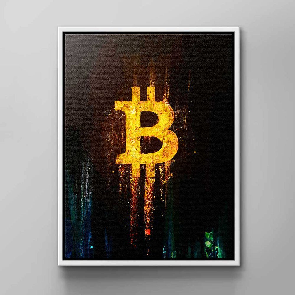 DOTCOMCANVAS® Leinwandbild, CANVAS für Fans Rahmen Wandbild schwarzer Bitcoin DOTCOM & Crypto von