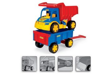 Wader Wozniak Spielzeug-LKW Gigant LKW Truck Baustellenkipper incl. Anhänger, ca. 107 cm lang, (2 in 1 Set, 2-tlg., Muldenkippern und Handwagen), aus UV-beständigem, recyclebarem Kunststoff, für Kinderzimmer, Garten