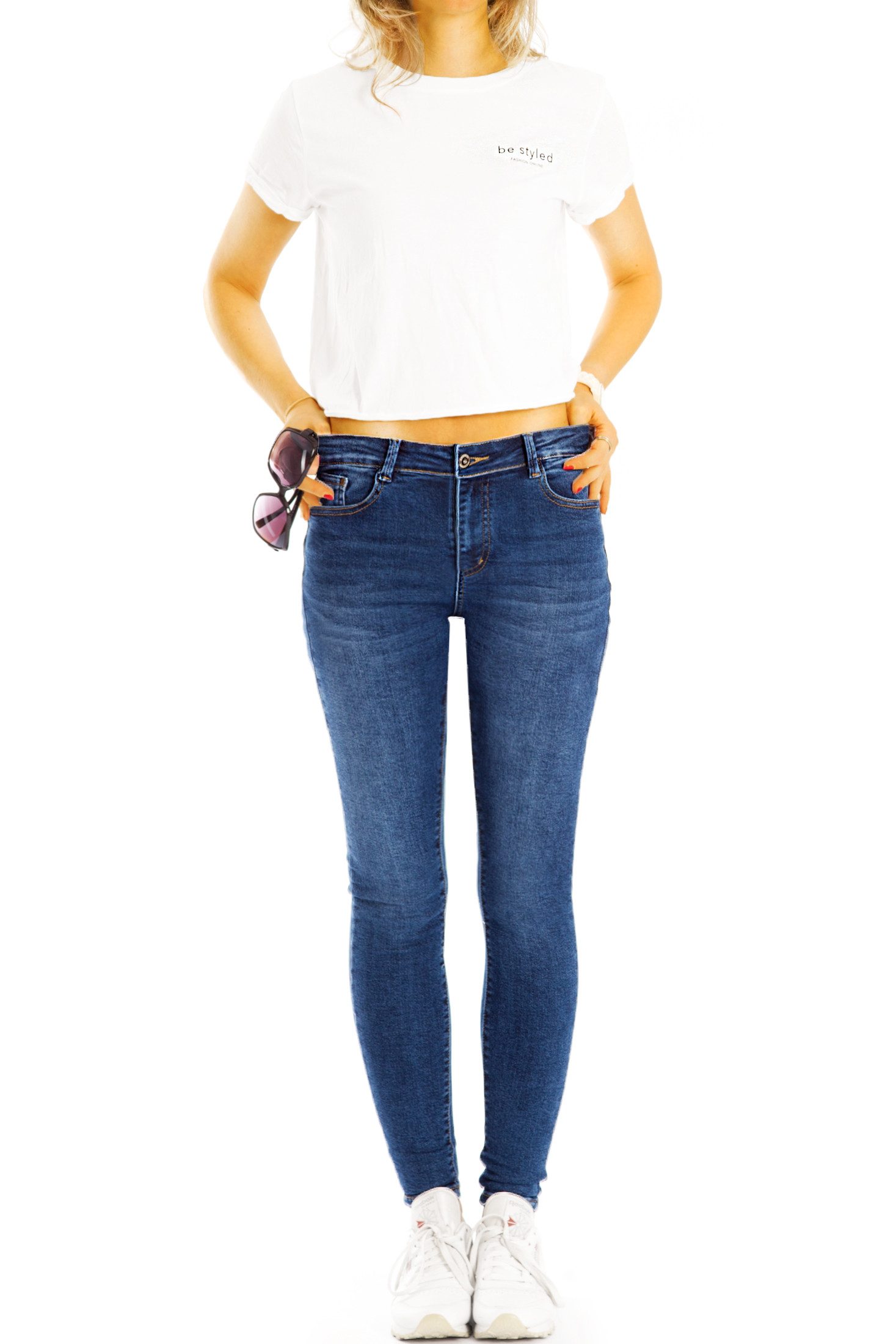be styled Röhrenjeans Medium Waist Röhrenjeans skinny stretch Hose - Damen - j36g-1 elastisch