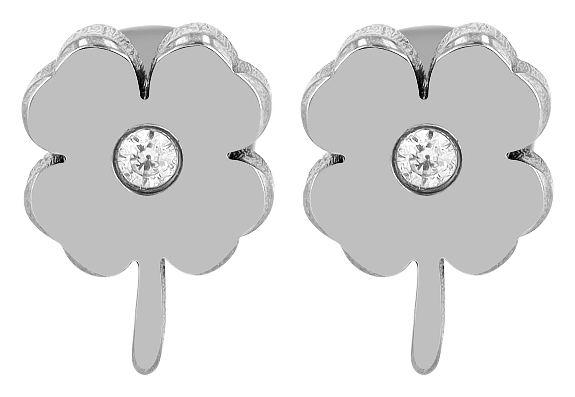 AKZENT Ohrring-Set Eliza Titan Ohrstecker, Kleeblatt, Zirkonia, Titan (Paar)