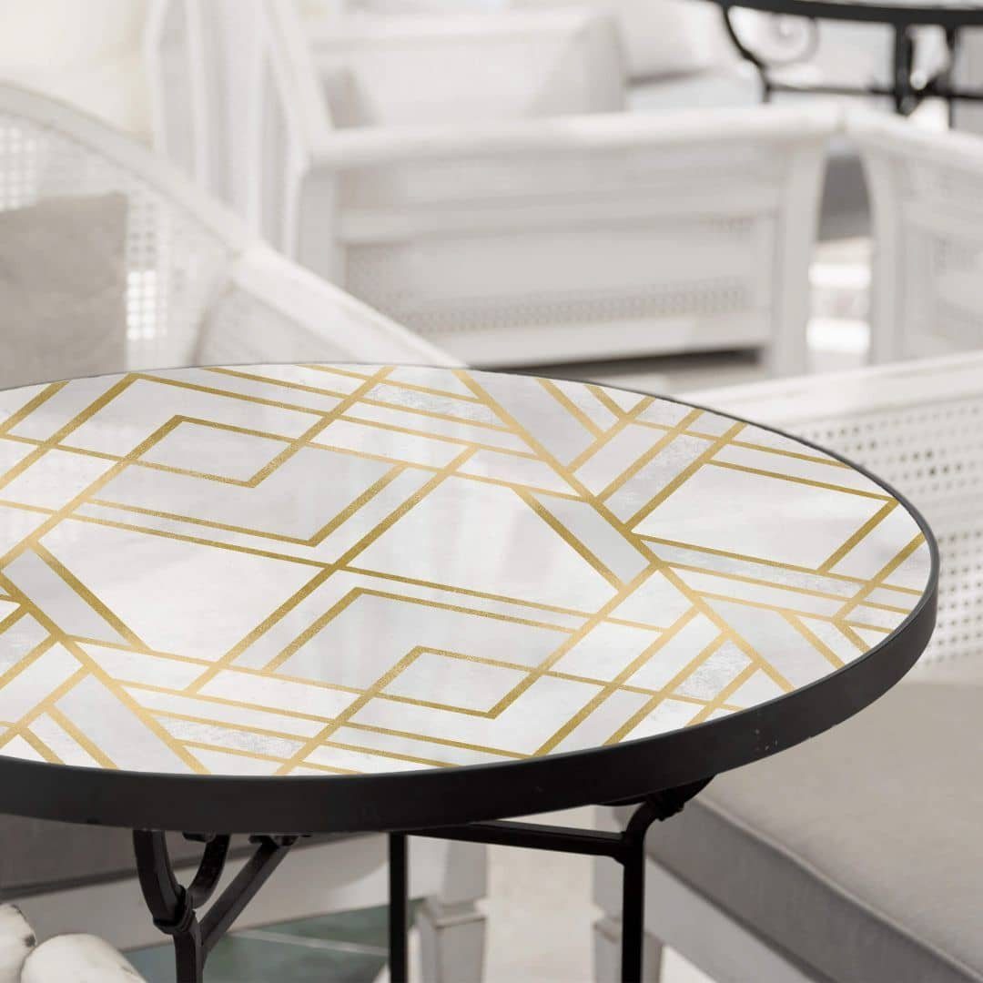 K&L Wall Art Esstischplatte Glas Tischplatte Fredriksson Wohnzimmer Beistelltisch Gold Glasplatte